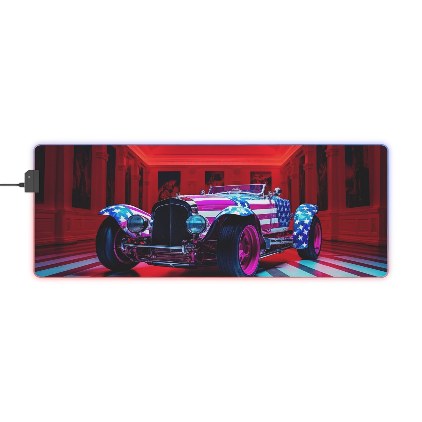 LED Gaming Mouse Pad Macro Bugatti American Flag 3