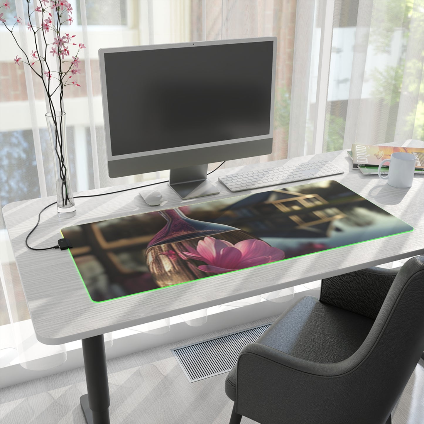 LED Gaming Mouse Pad Magnolia in a Glass vase 2