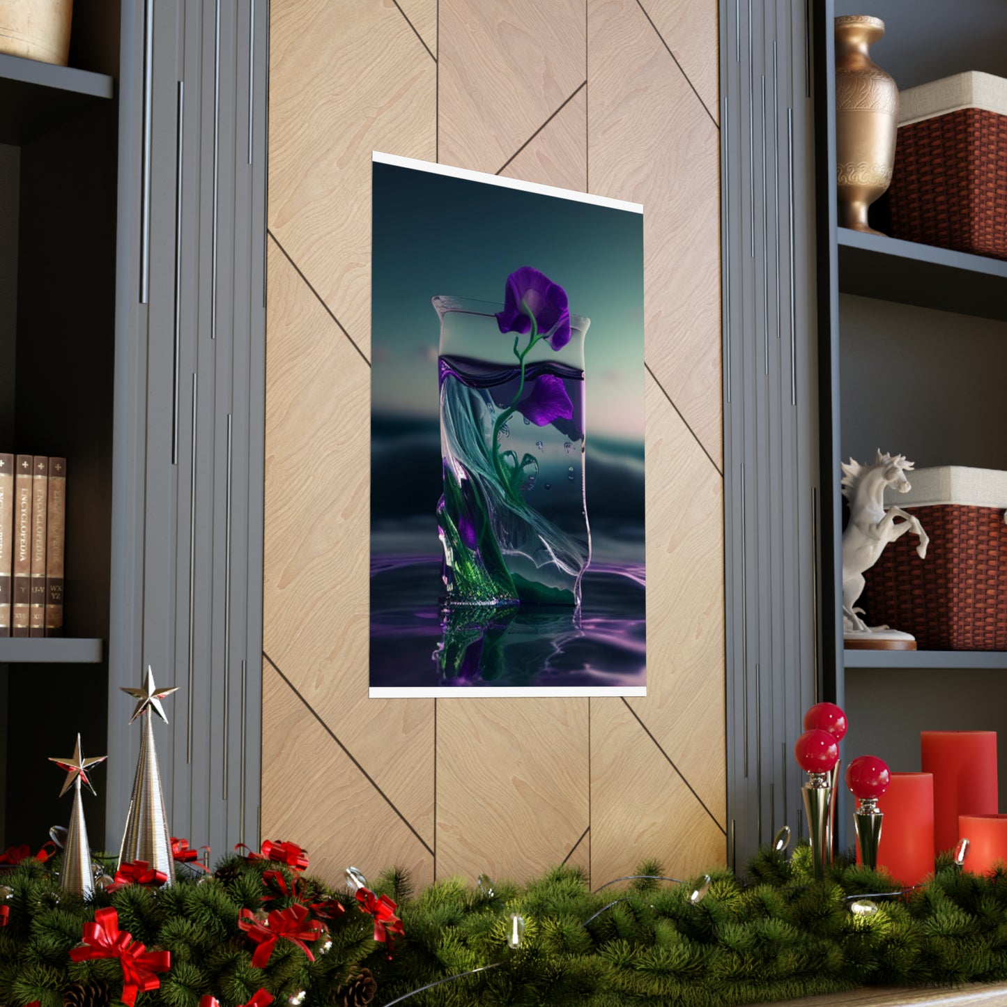 Premium Matte Vertical Posters Purple Sweet pea in a vase 3