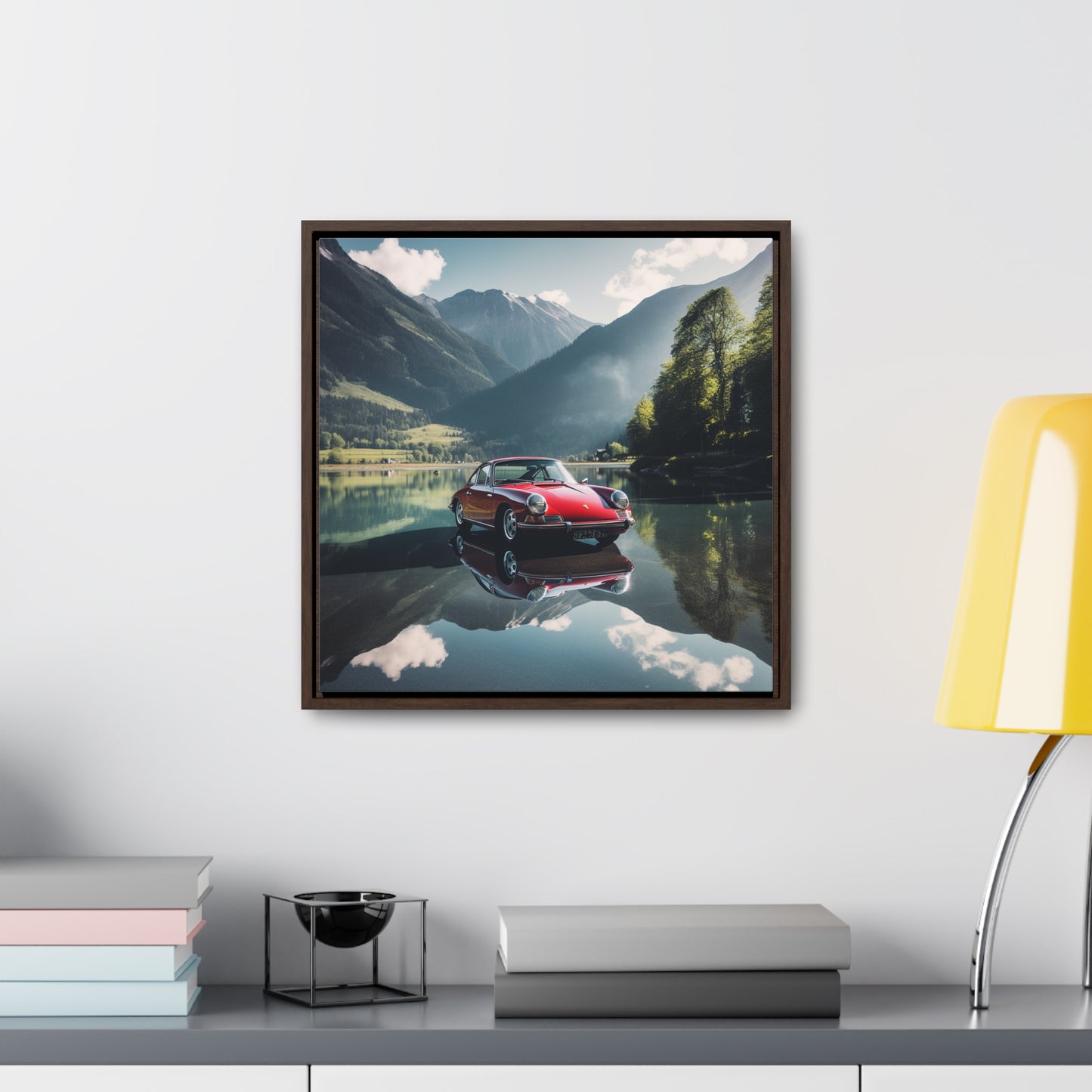 Gallery Canvas Wraps, Square Frame Porsche Lake 3