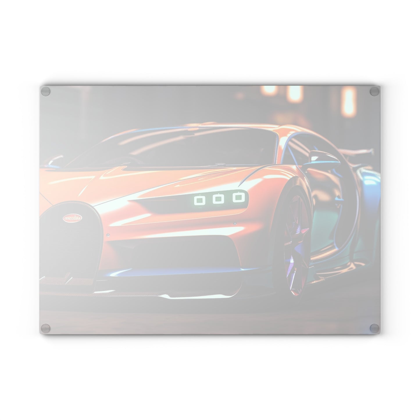 Glass Cutting Board Hyper Bugatti Neon Chiron 1