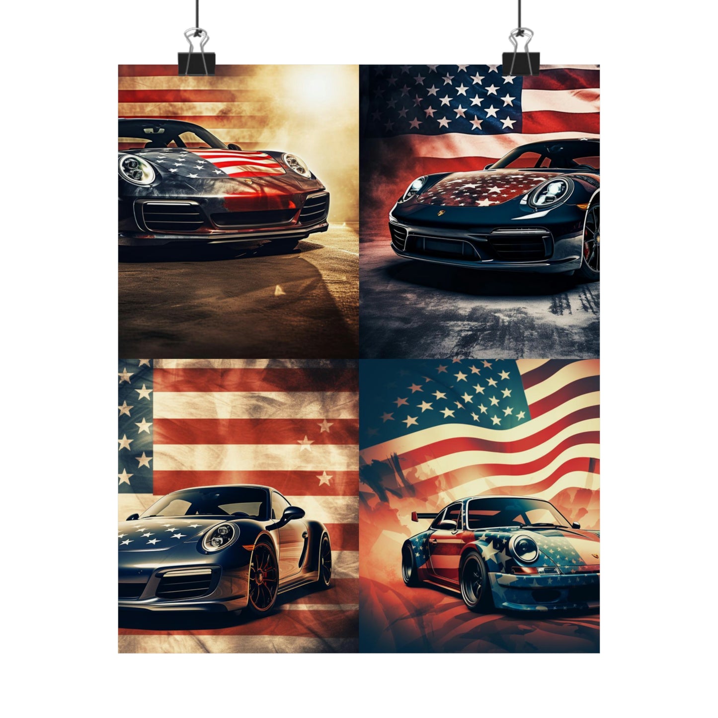 Premium Matte Vertical Posters Abstract American Flag Background Porsche 5