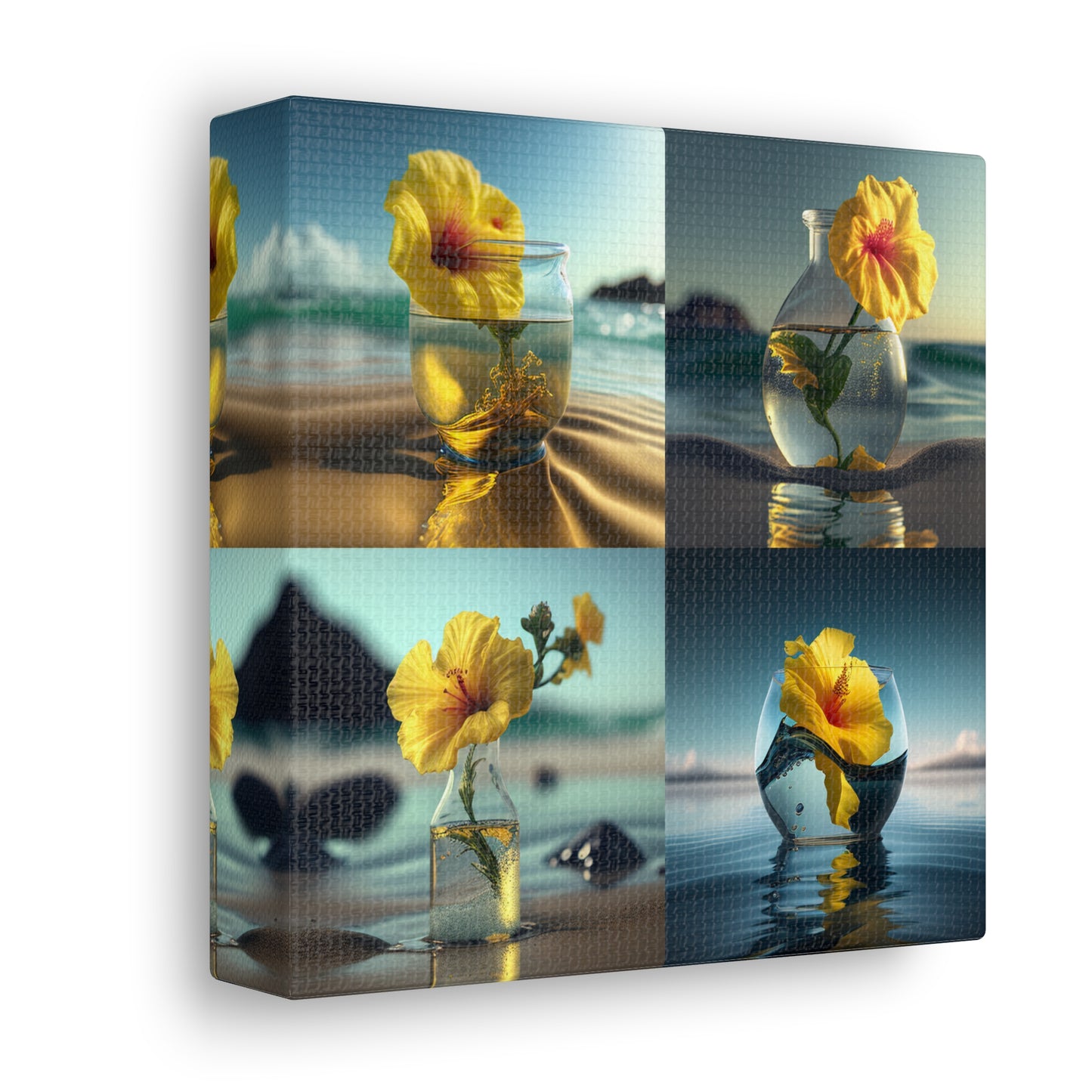 Canvas Gallery Wraps Yellow Hibiscus glass 5