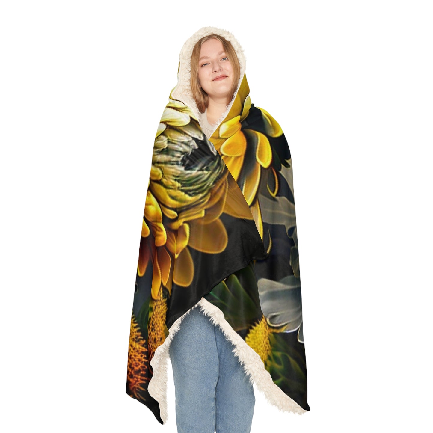 Snuggle Hooded Blanket Yellow Hermosas Flores Amarillas 2