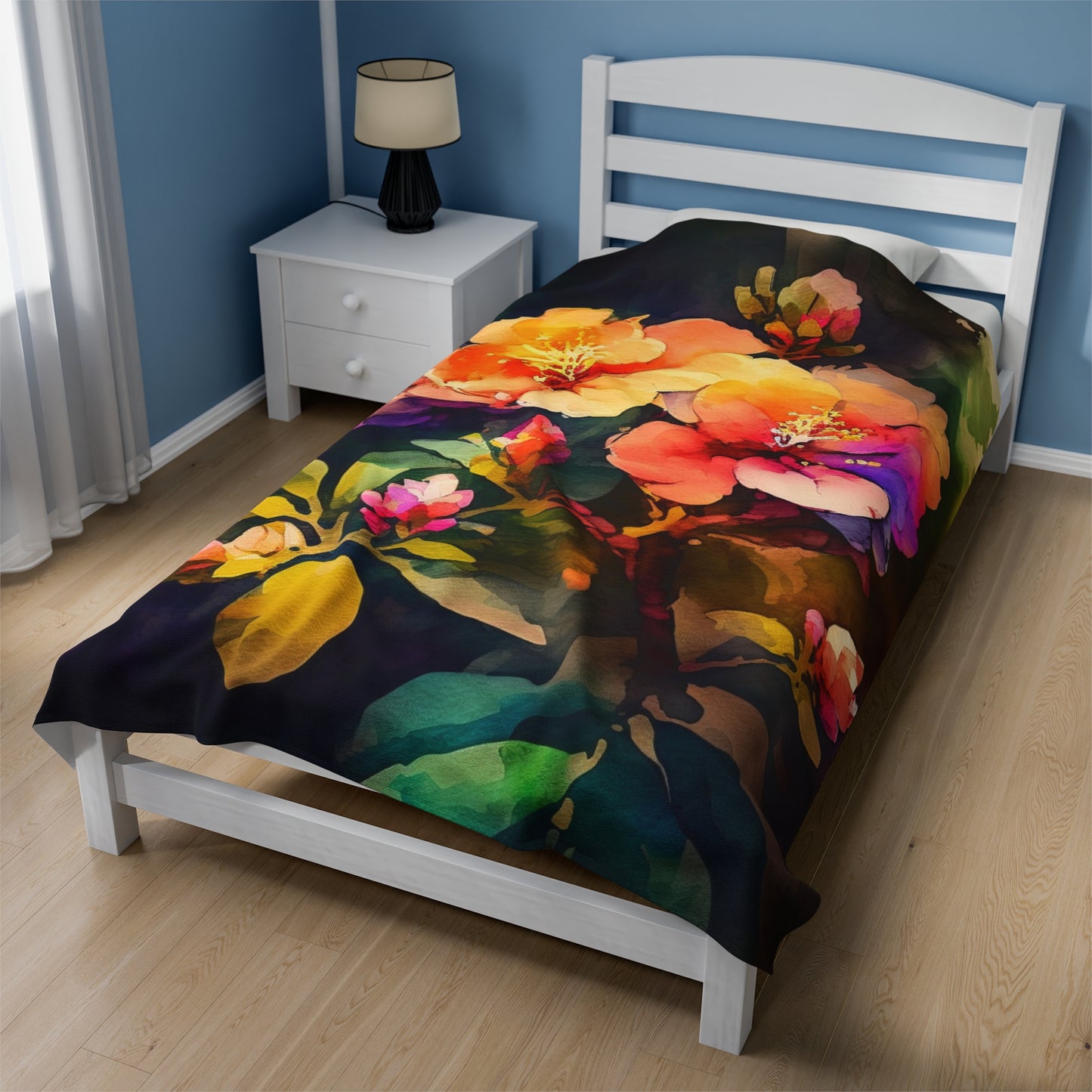 Velveteen Plush Blanket Bright Spring Flowers 2