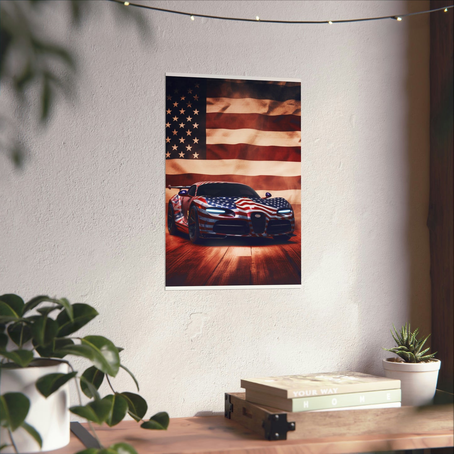 Premium Matte Vertical Posters Abstract American Flag Background Bugatti 2