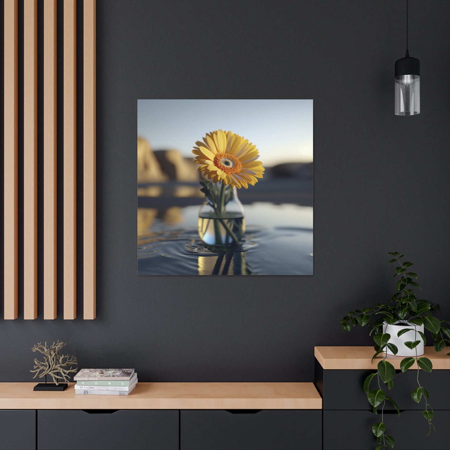 Canvas Gallery Wraps yello Gerbera glass 4