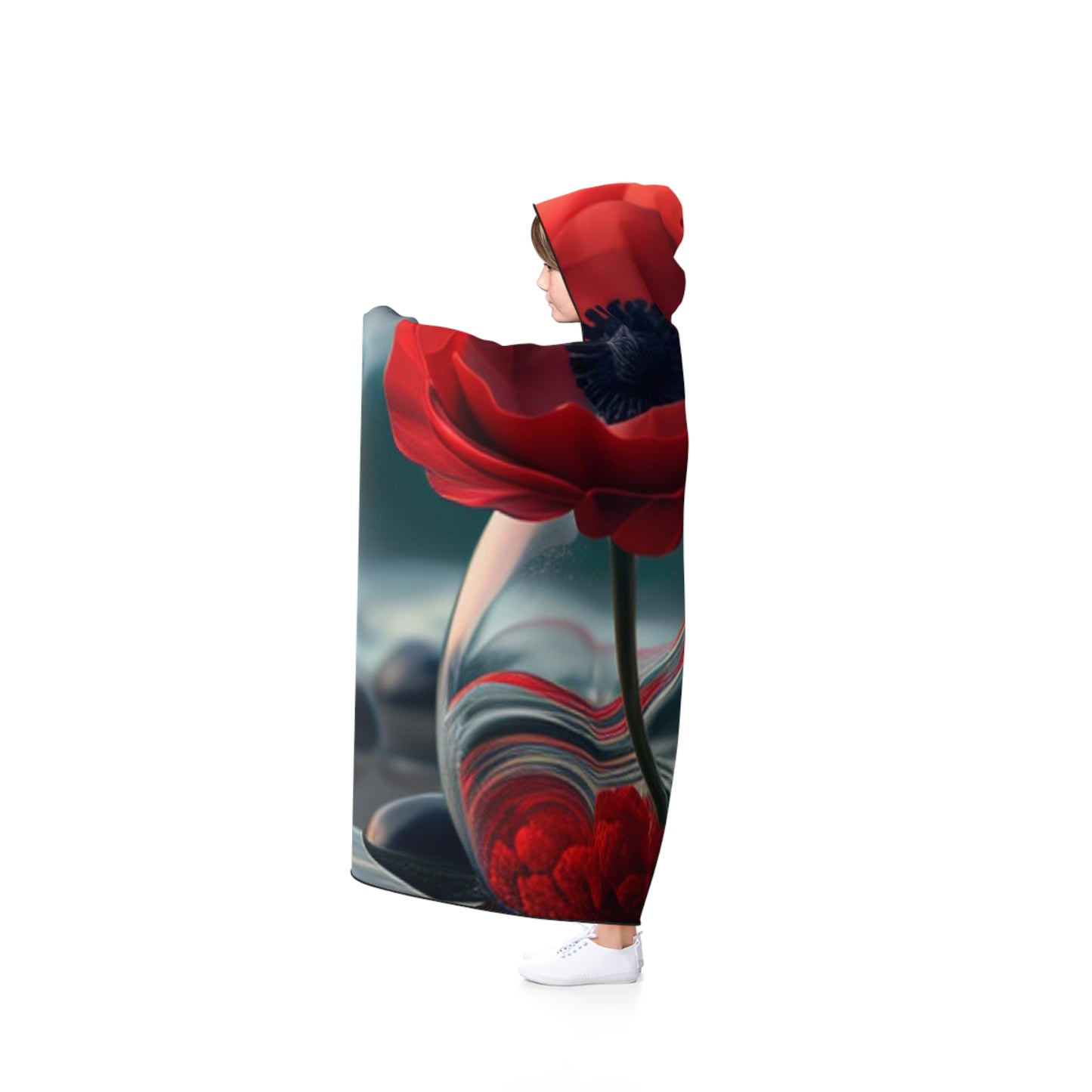 Hooded Blanket Red Anemone in a Vase 1