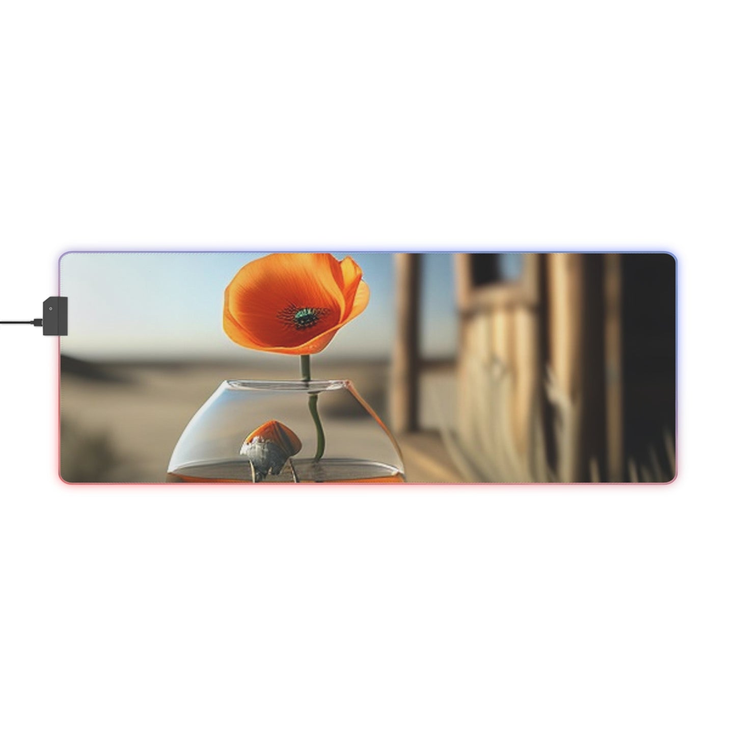 LED Gaming Mouse Pad Orange Poppy in a Vase 1