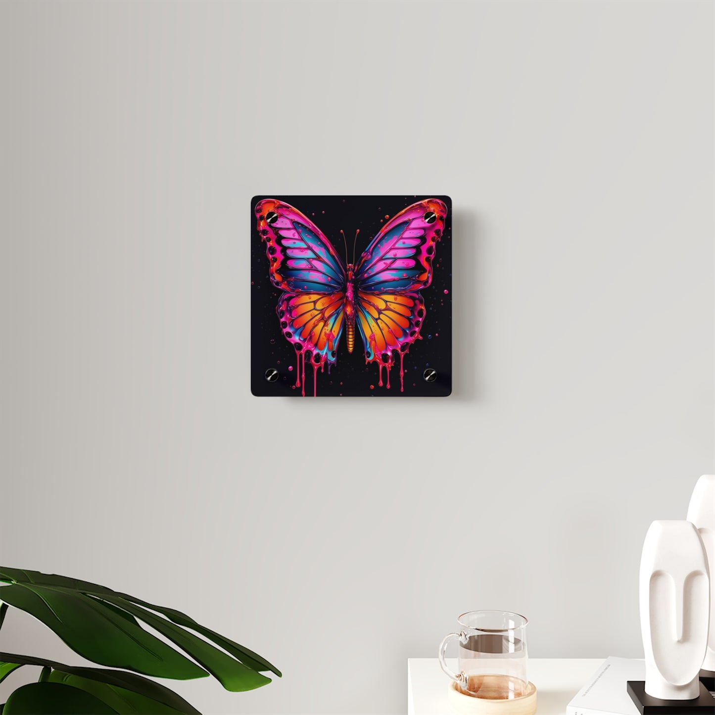 Acrylic Wall Art Panels Pink Butterfly Flair 1