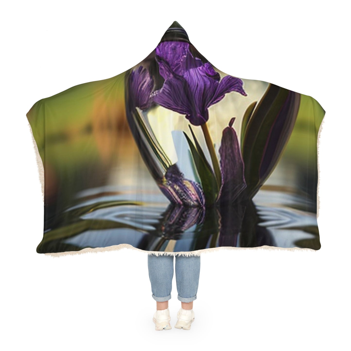 Snuggle Hooded Blanket Purple Iris in a vase 3