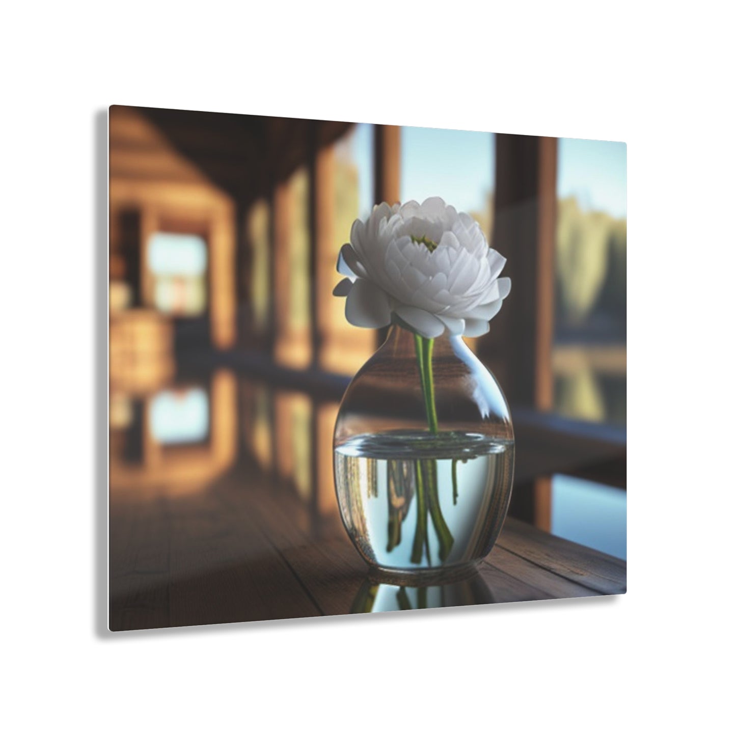 Acrylic Prints White Peony glass vase 3