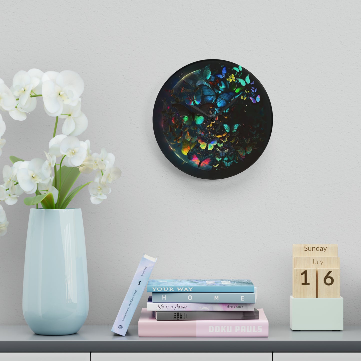 Acrylic Wall Clock Moon Butterfly 4