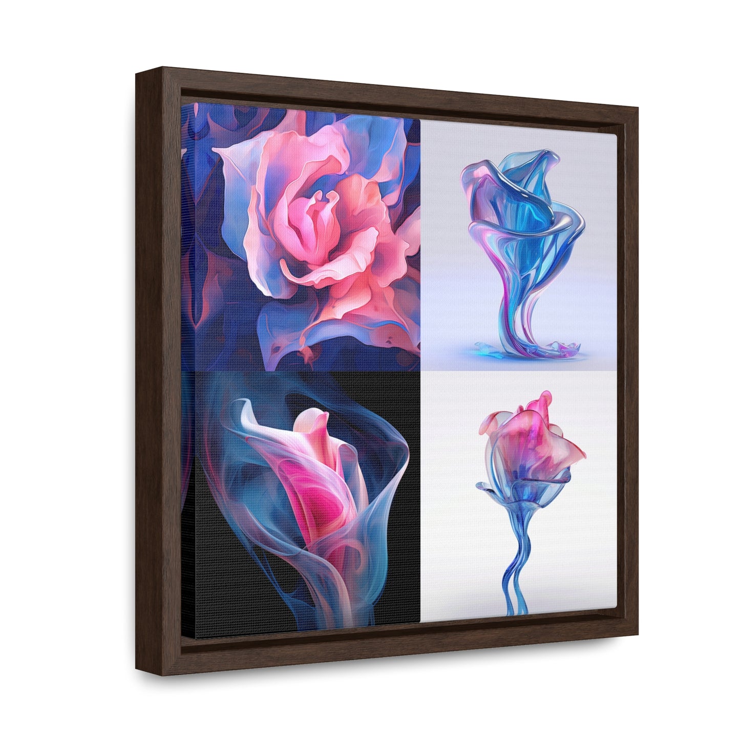 Gallery Canvas Wraps, Square Frame Pink & Blue Tulip Rose 5