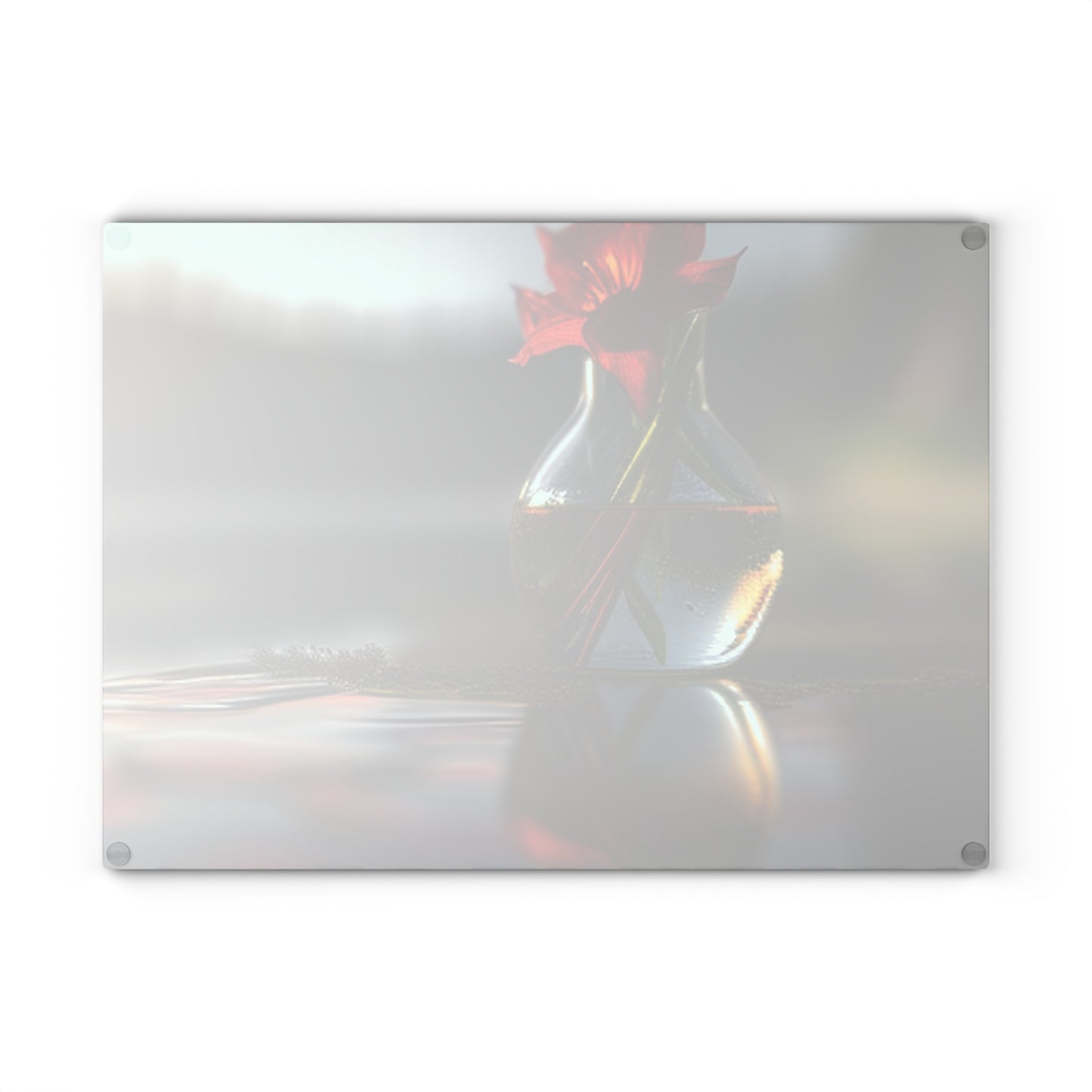 Glass Cutting Board Red Lily in a Glass vase 3