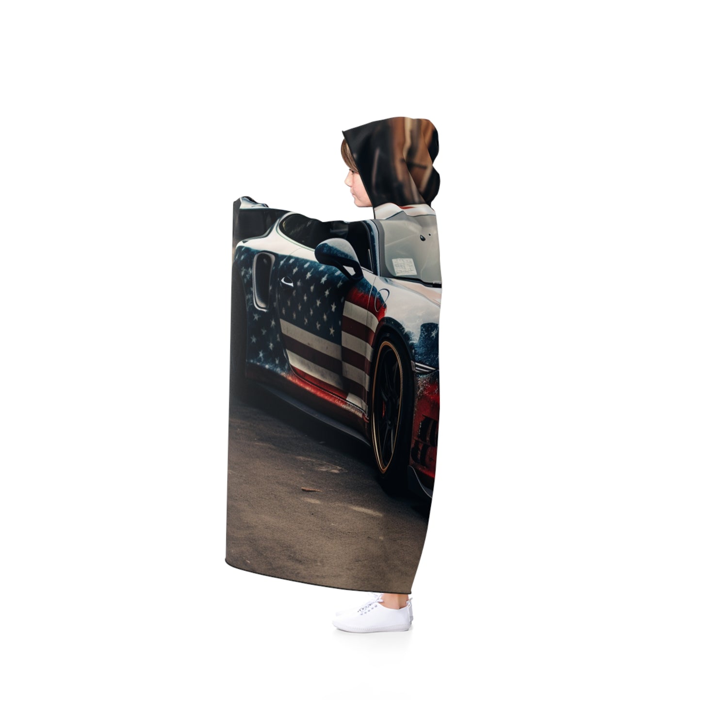 Hooded Blanket American Flag Porsche 3