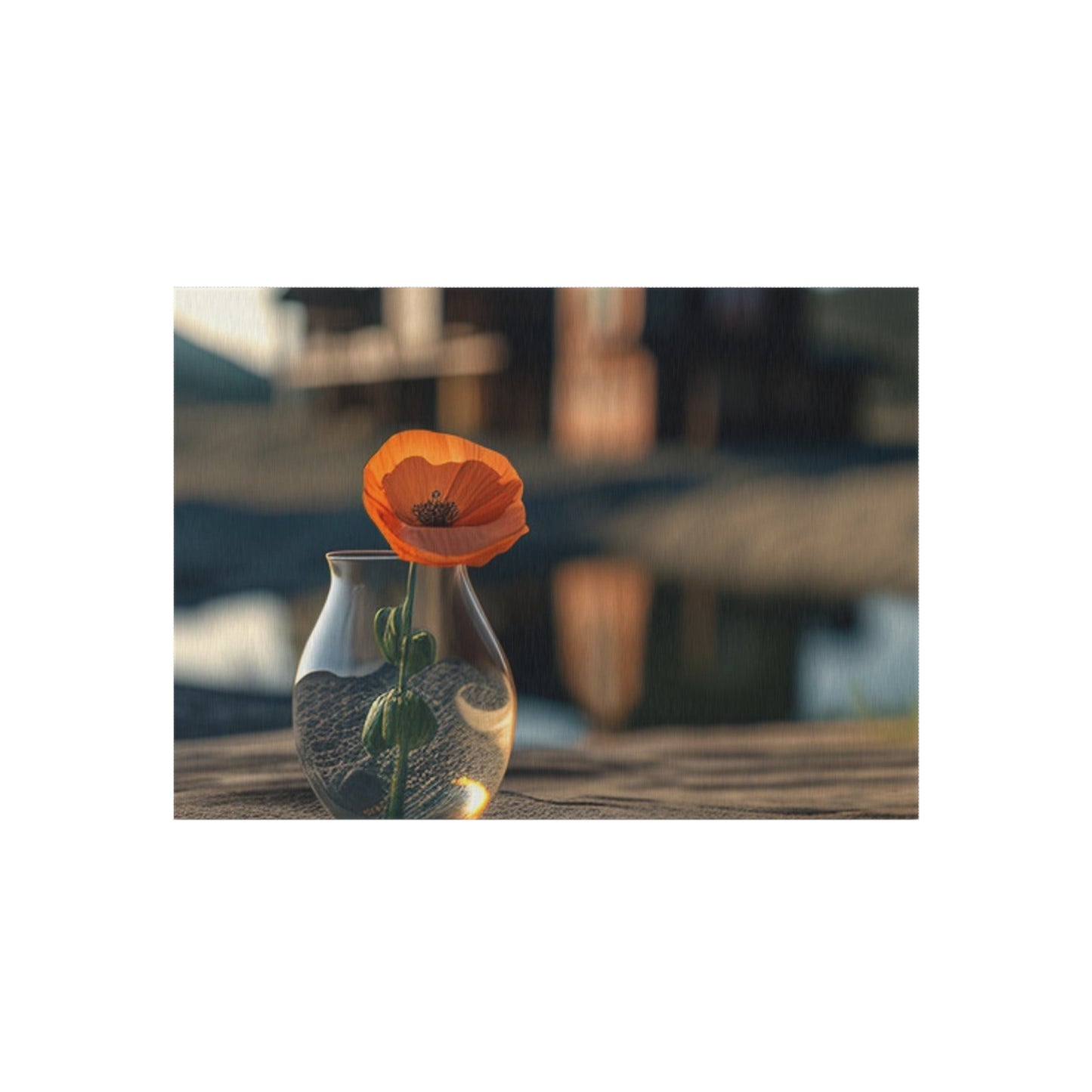 Outdoor Rug  Orange Poppy in a Vase 4