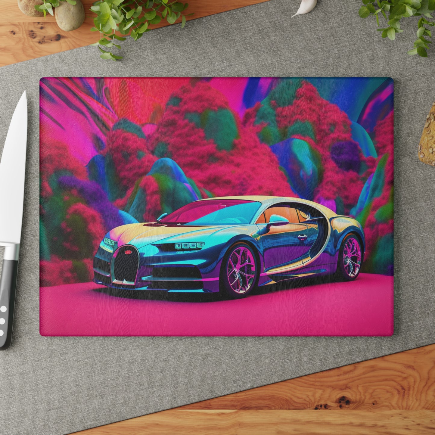 Glass Cutting Board Florescent Bugatti Flair 4