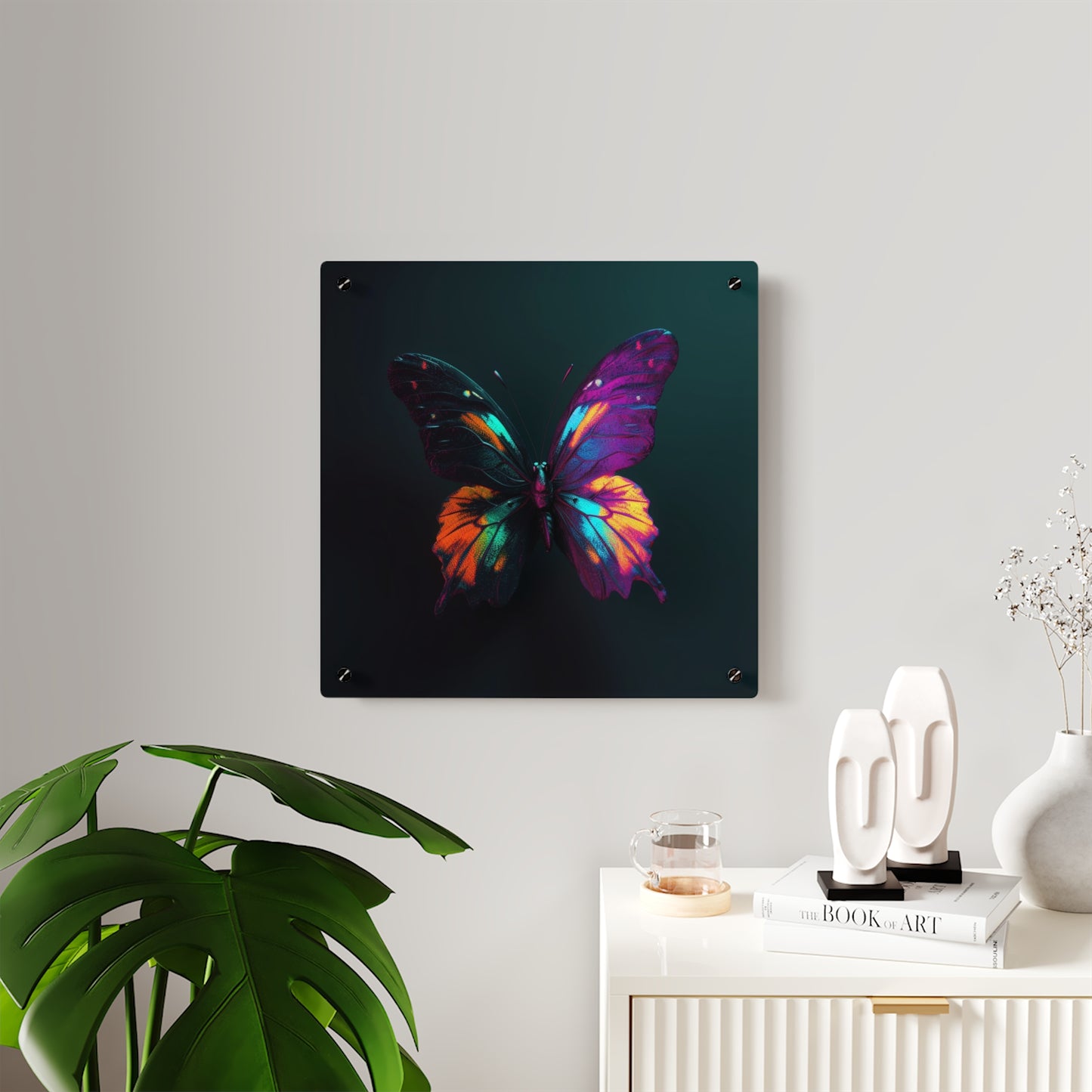 Acrylic Wall Art Panels Hyper Colorful Butterfly Purple 3