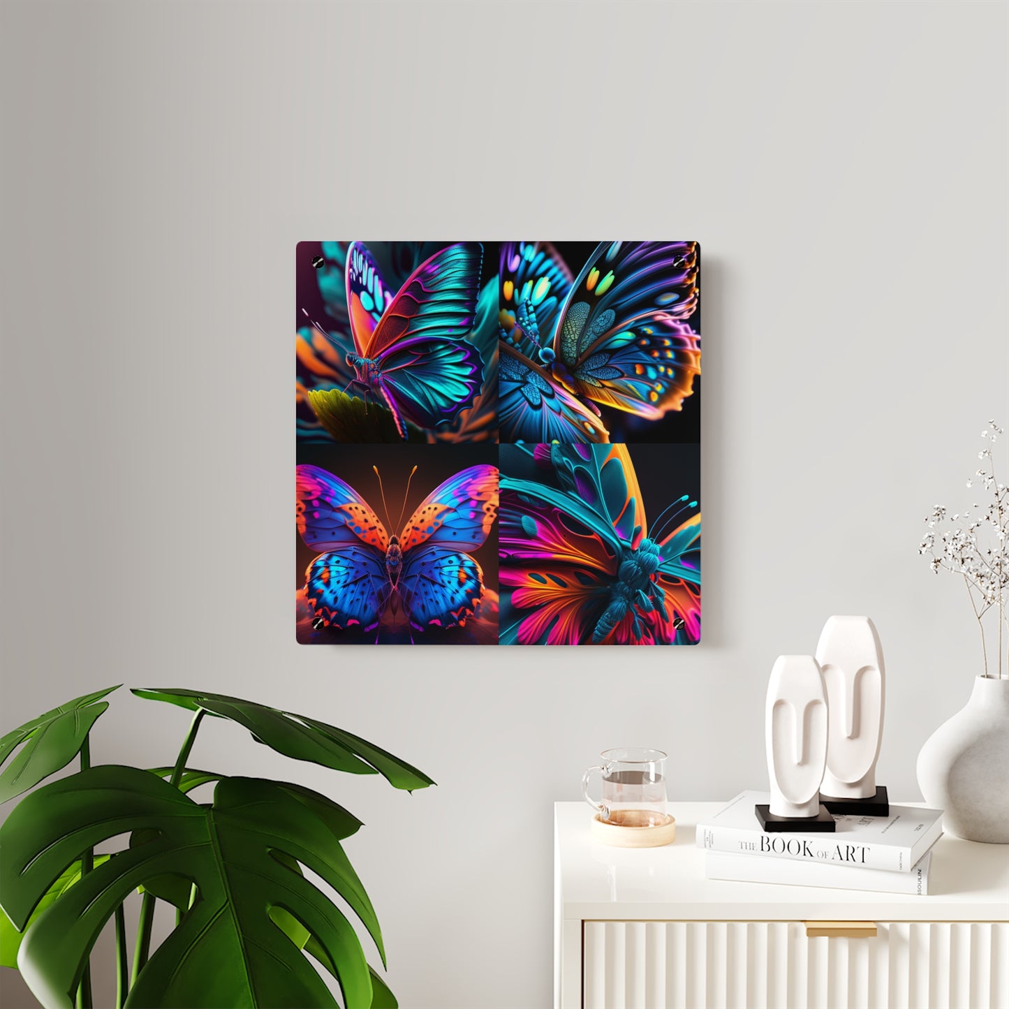 Acrylic Wall Art Panels Neon Butterfly Macro 5