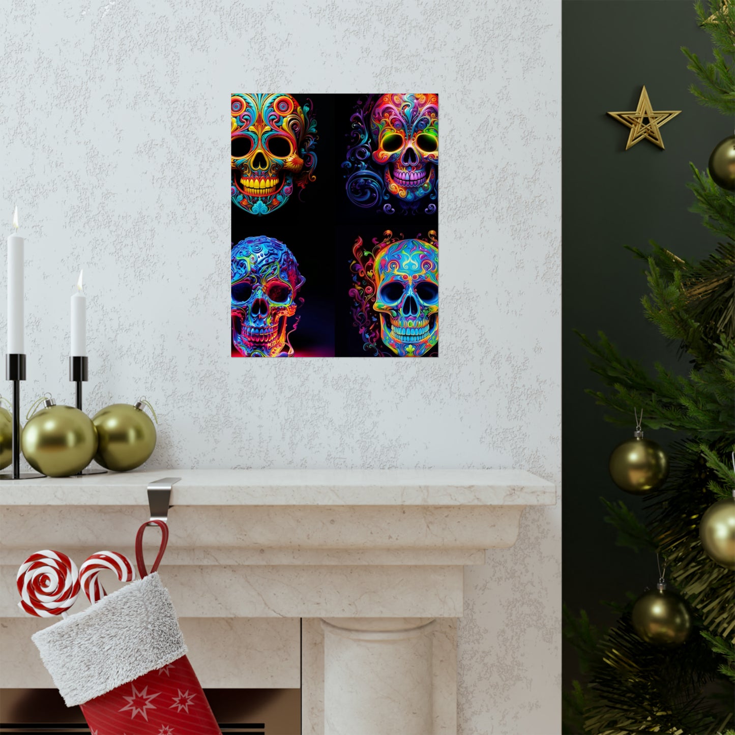 Premium Matte Vertical Posters Macro Skull Color 5