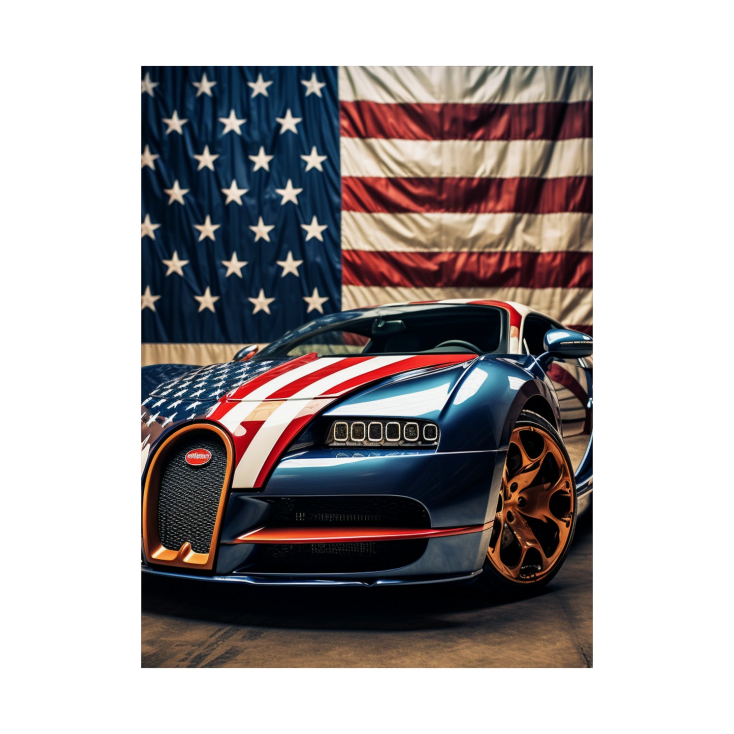 Premium Matte Vertical Posters Bugatti Flag American 4