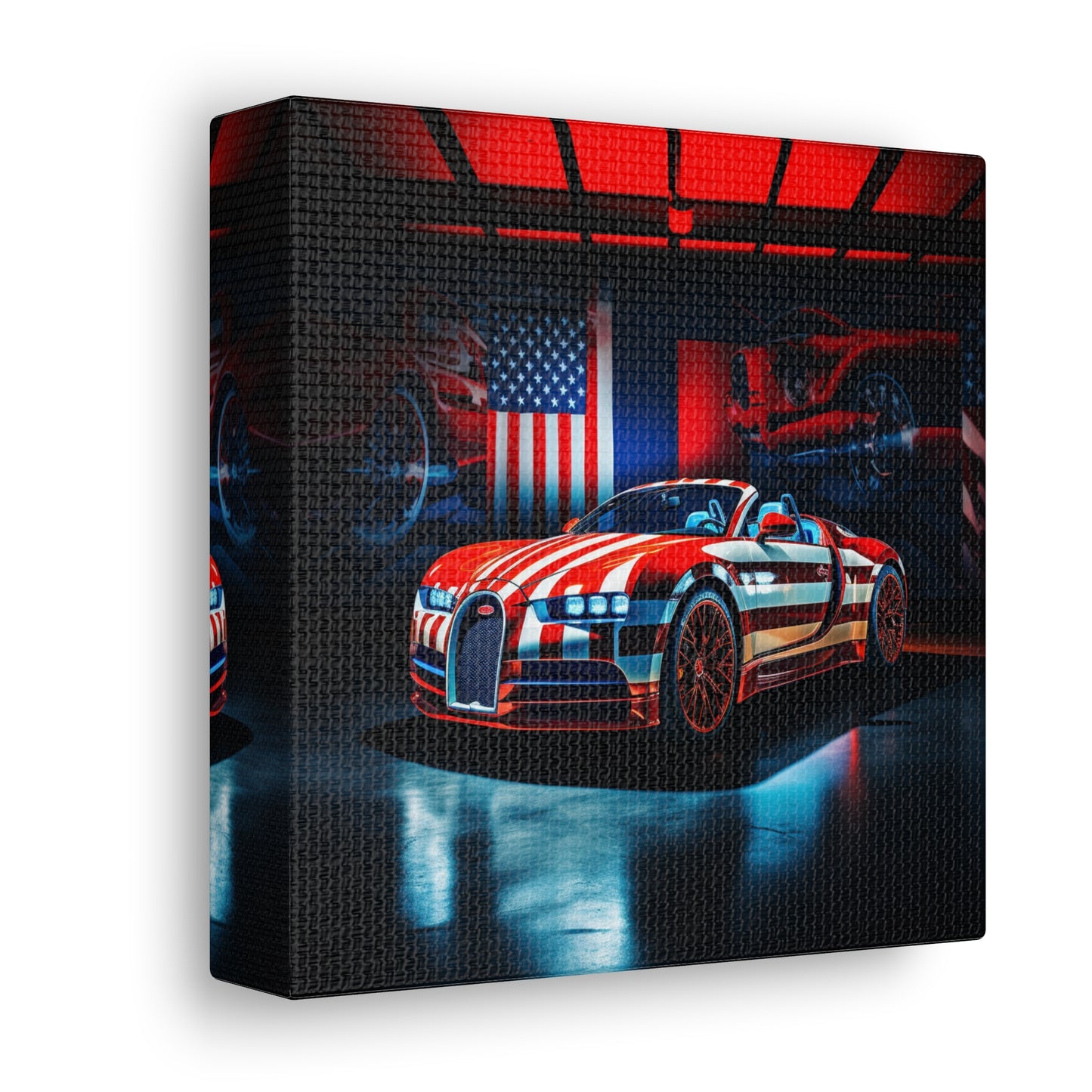 Canvas Gallery Wraps Macro Bugatti American Flag 2