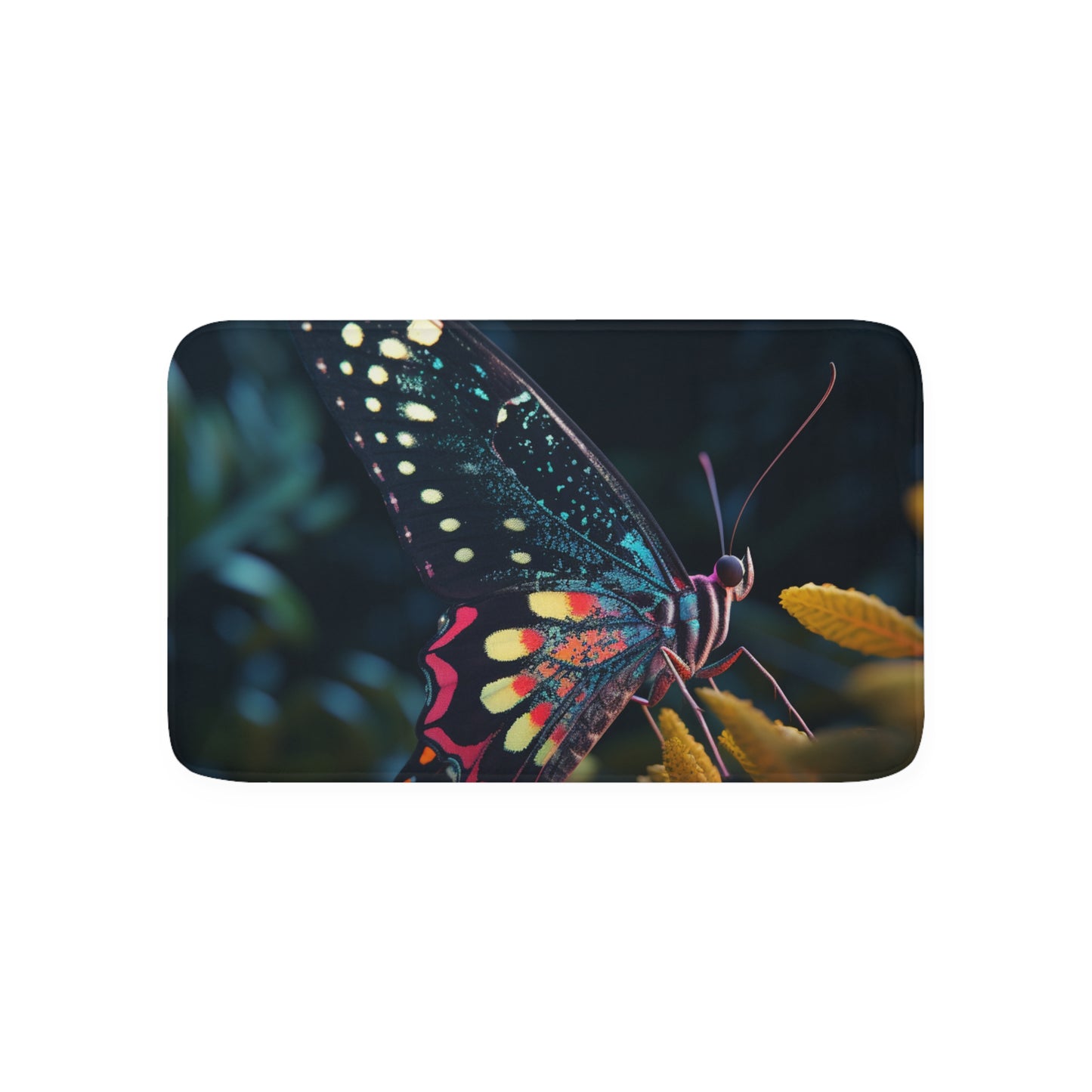 Memory Foam Bath Mat Hyper Colorful Butterfly Macro 2