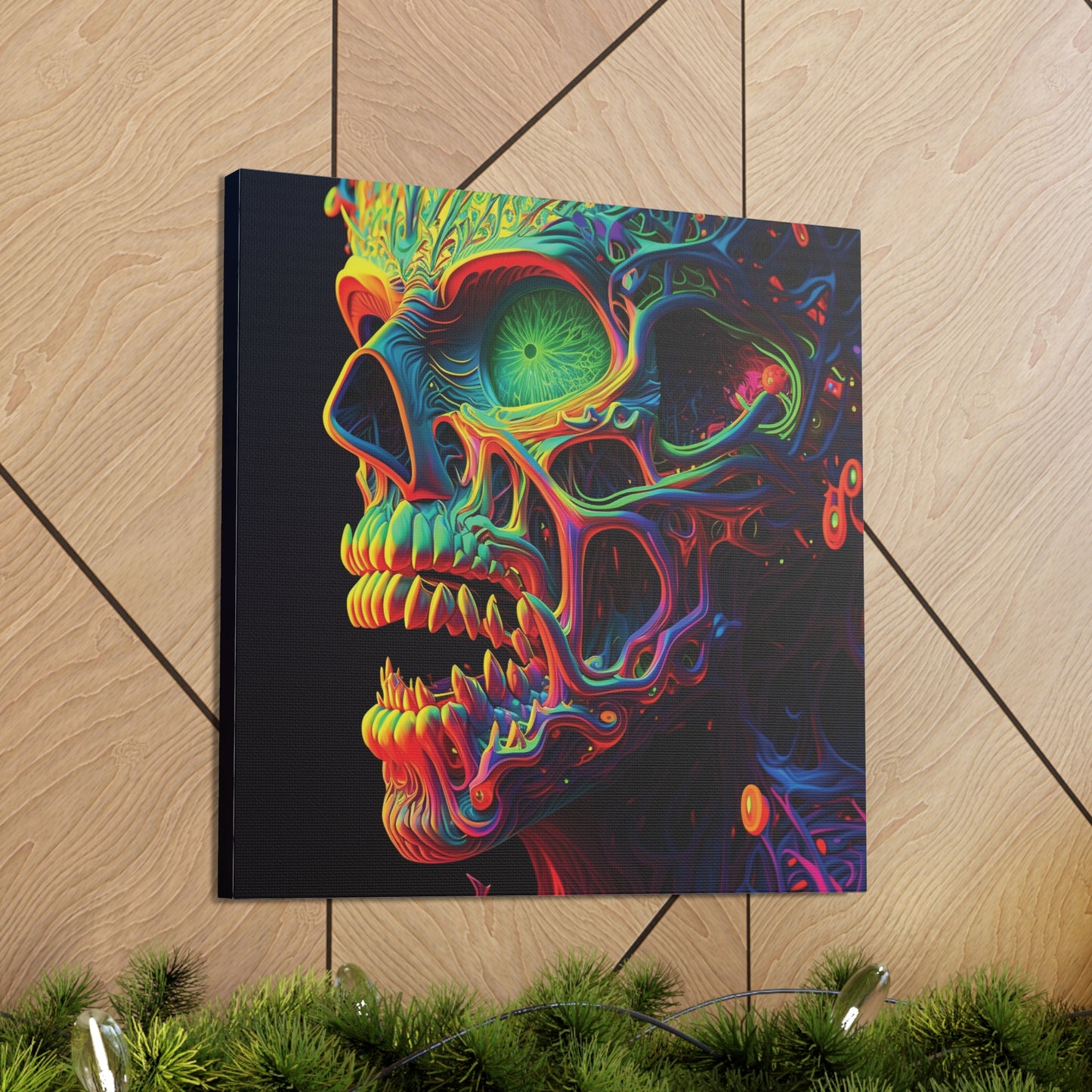 Canvas Gallery Wraps Florescent Skull Death 1