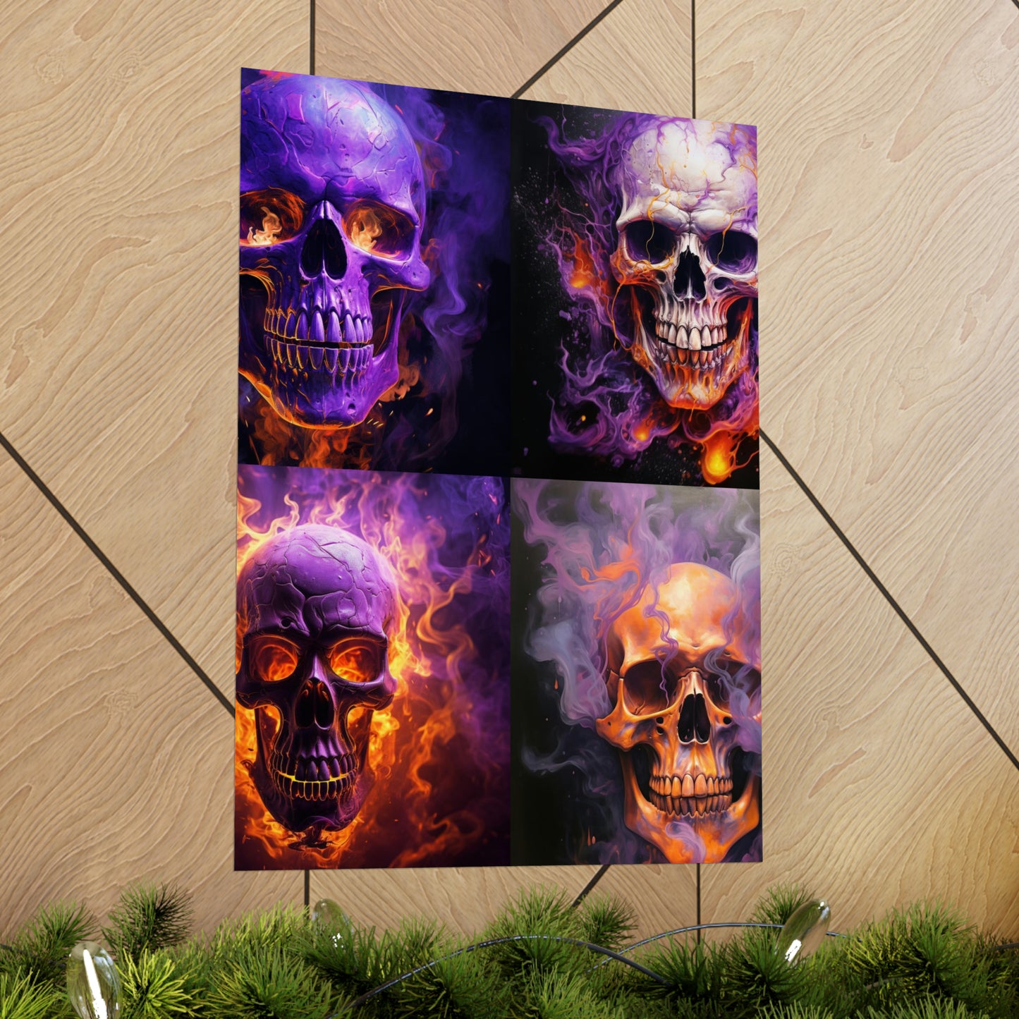 Premium Matte Vertical Posters Skull Flames 5