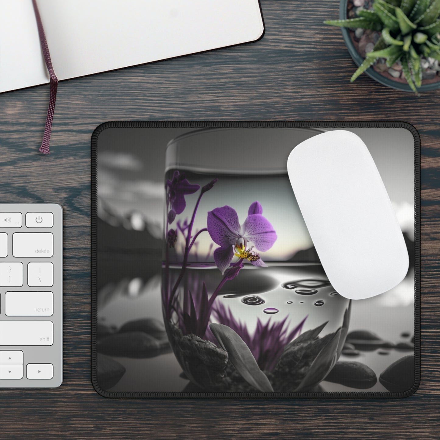 Gaming Mouse Pad  Purple Orchid Glass vase 2