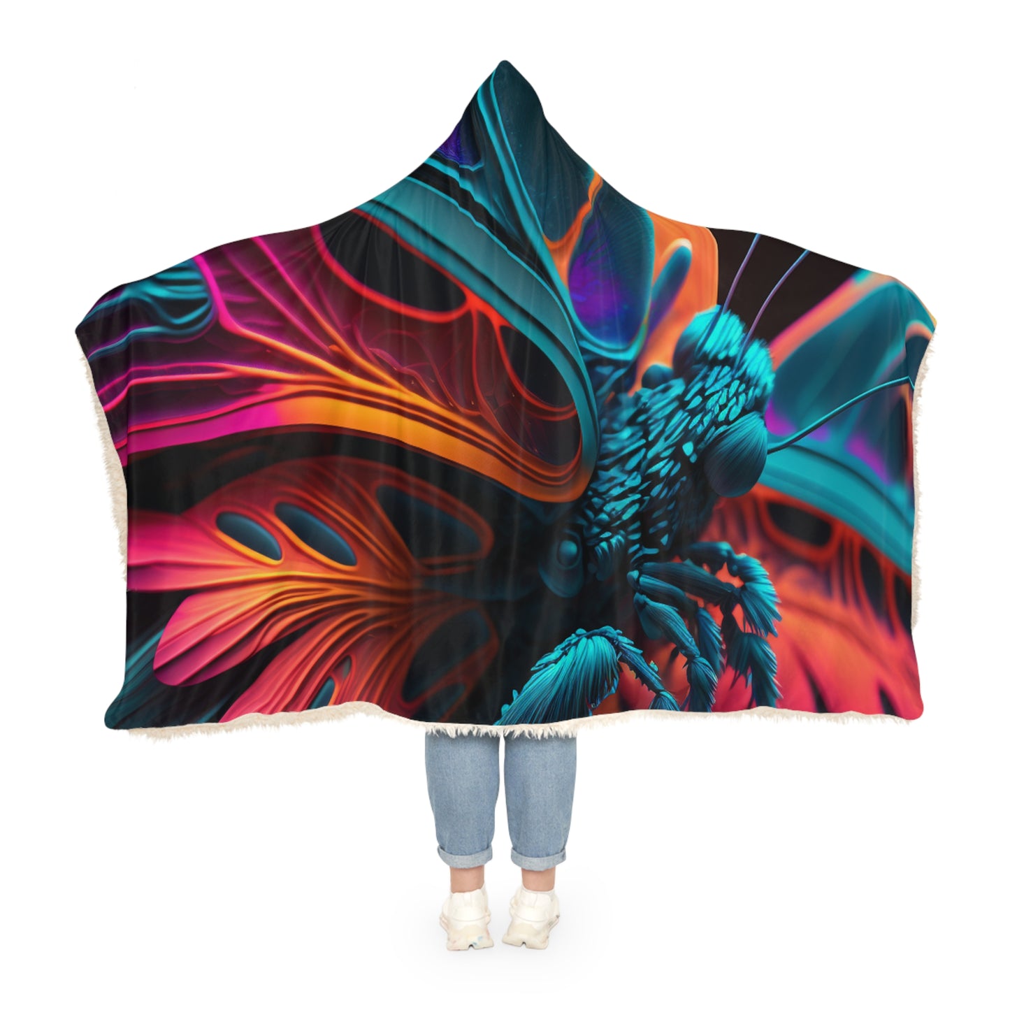 Snuggle Hooded Blanket Neon Butterfly Macro 4