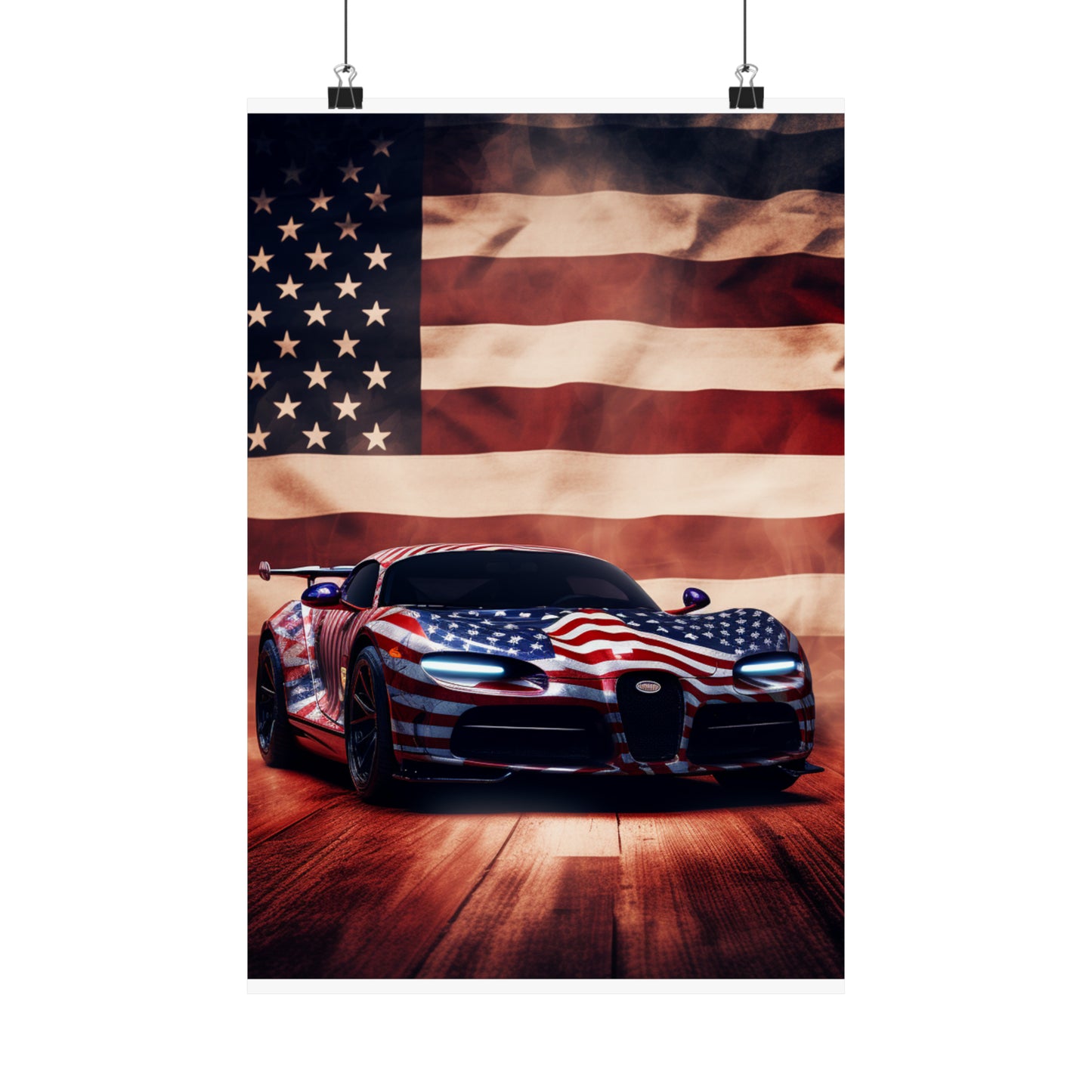 Premium Matte Vertical Posters Abstract American Flag Background Bugatti 2