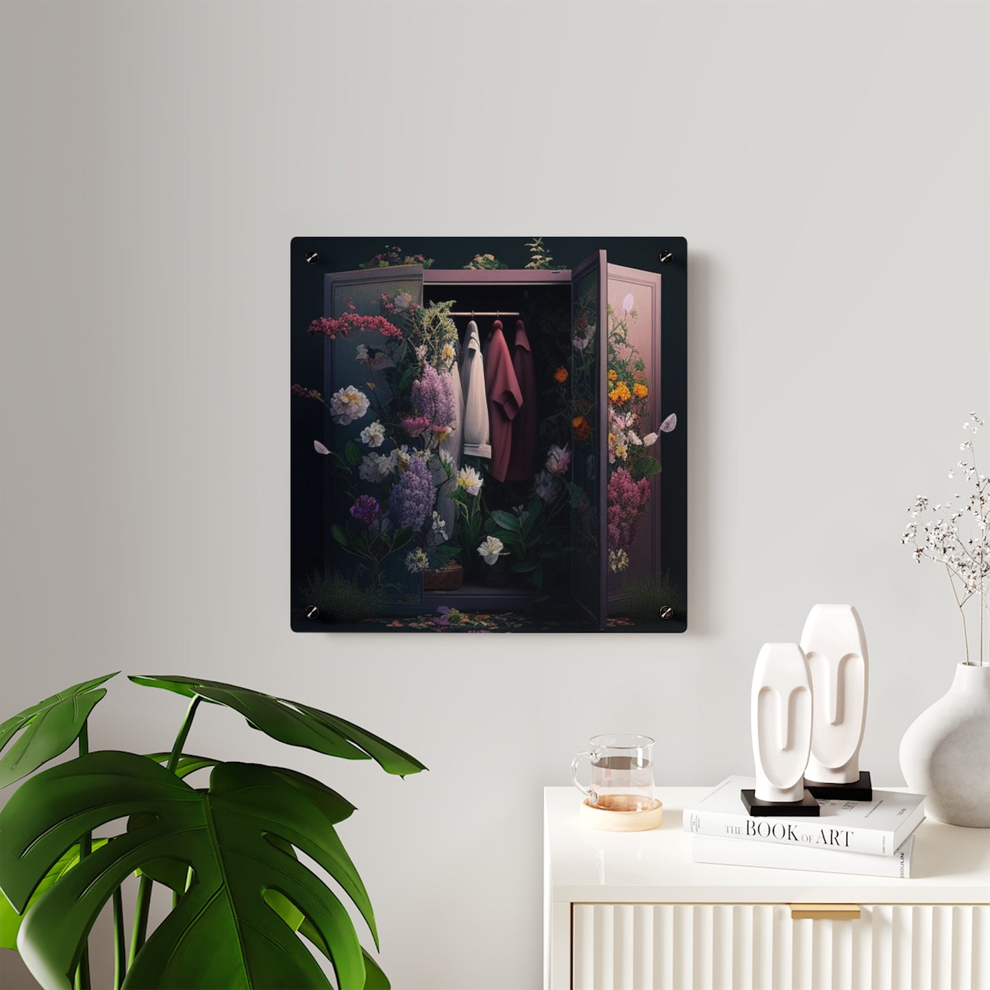 Acrylic Wall Art Panels A Wardrobe Surrounded by Flowers 2