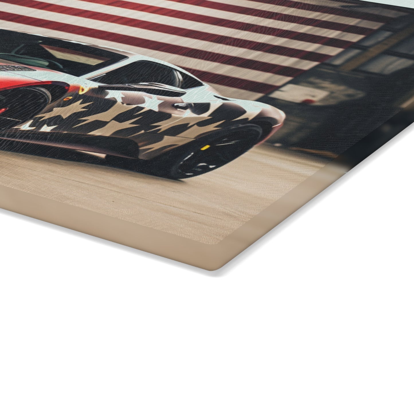 Glass Cutting Board American Flag Farrari 1