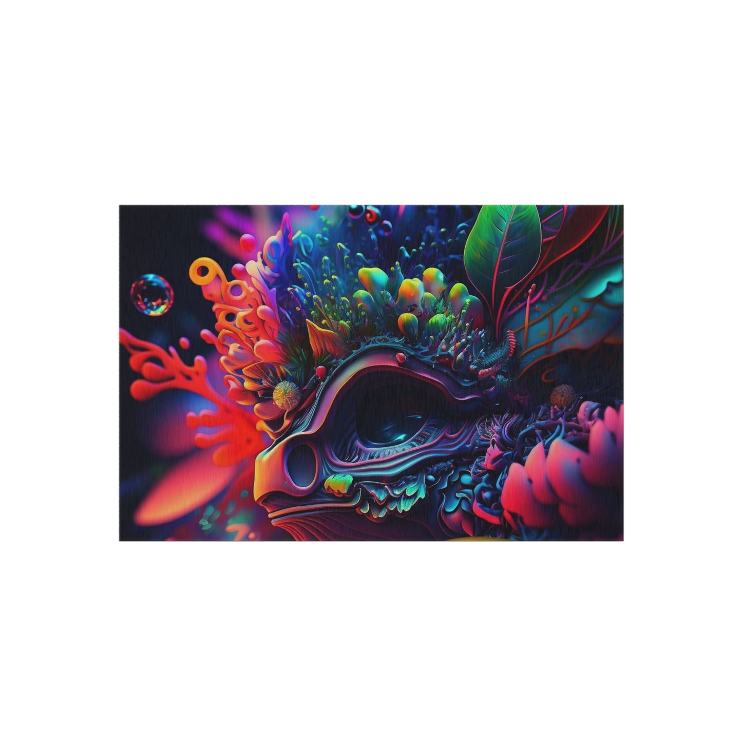 Outdoor Rug  Florescent Skull Death 2