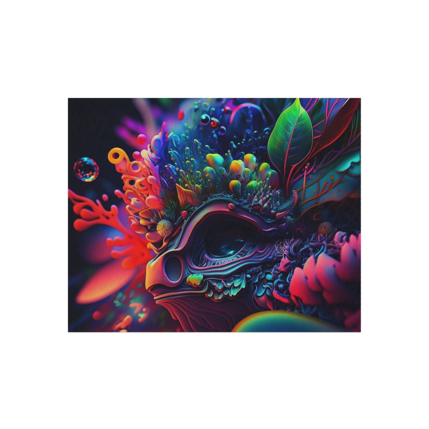 Outdoor Rug  Florescent Skull Death 2