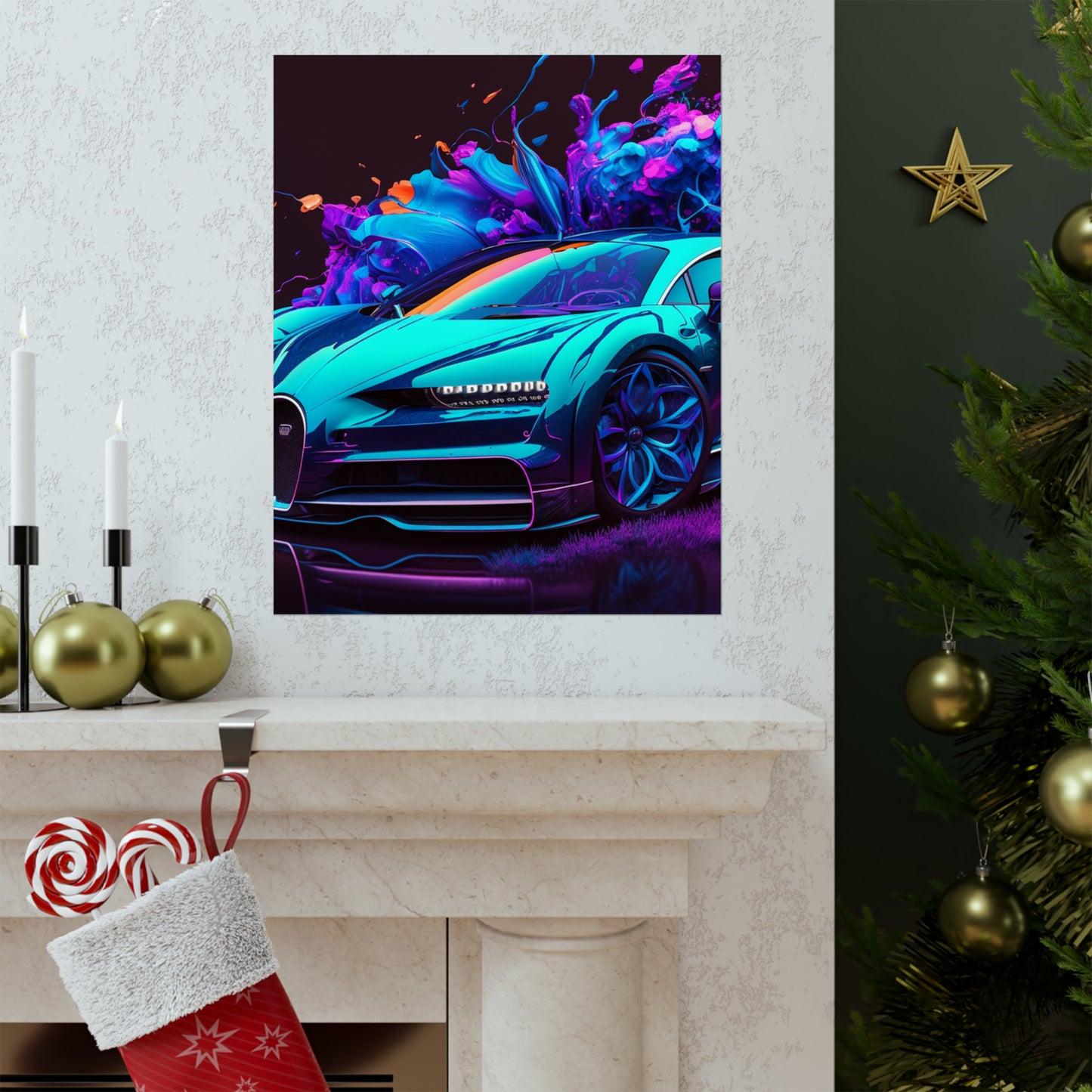 Premium Matte Vertical Posters Bugatti Neon Chiron 3