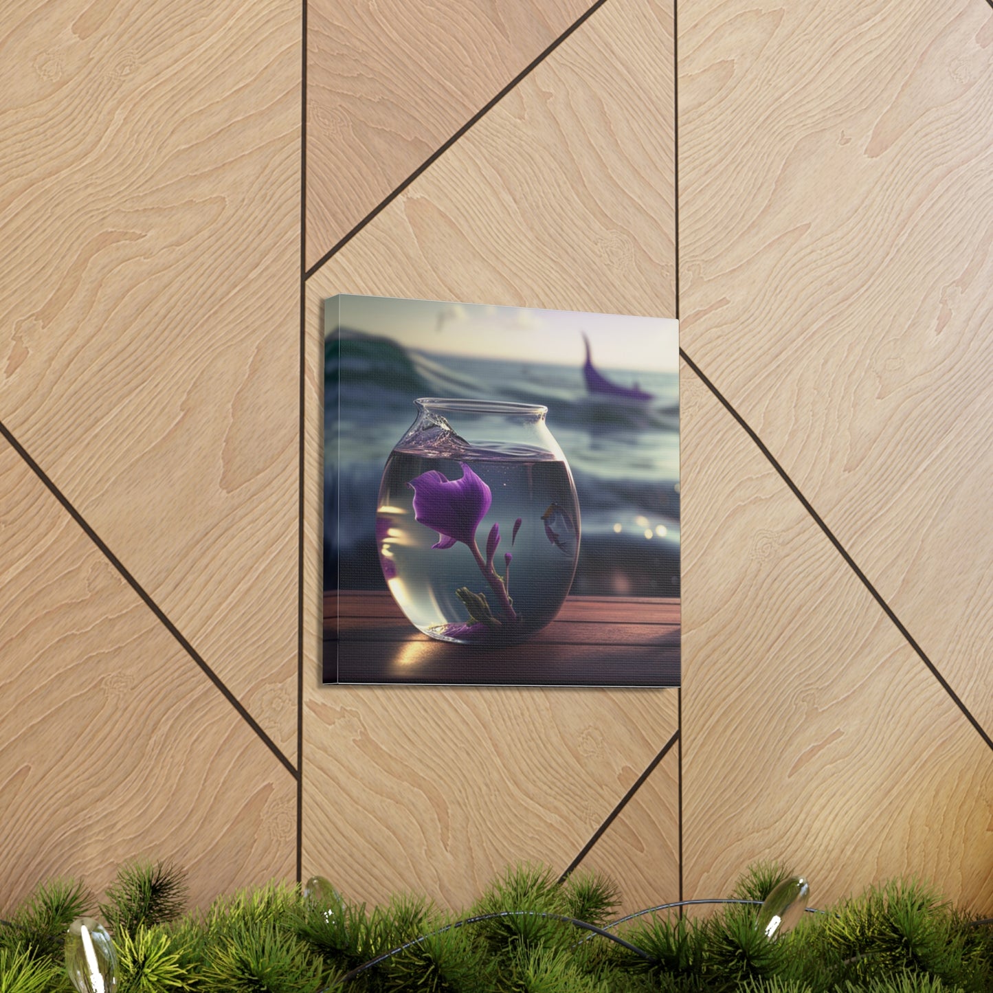 Canvas Gallery Wraps Purple Sweet pea in a vase 1