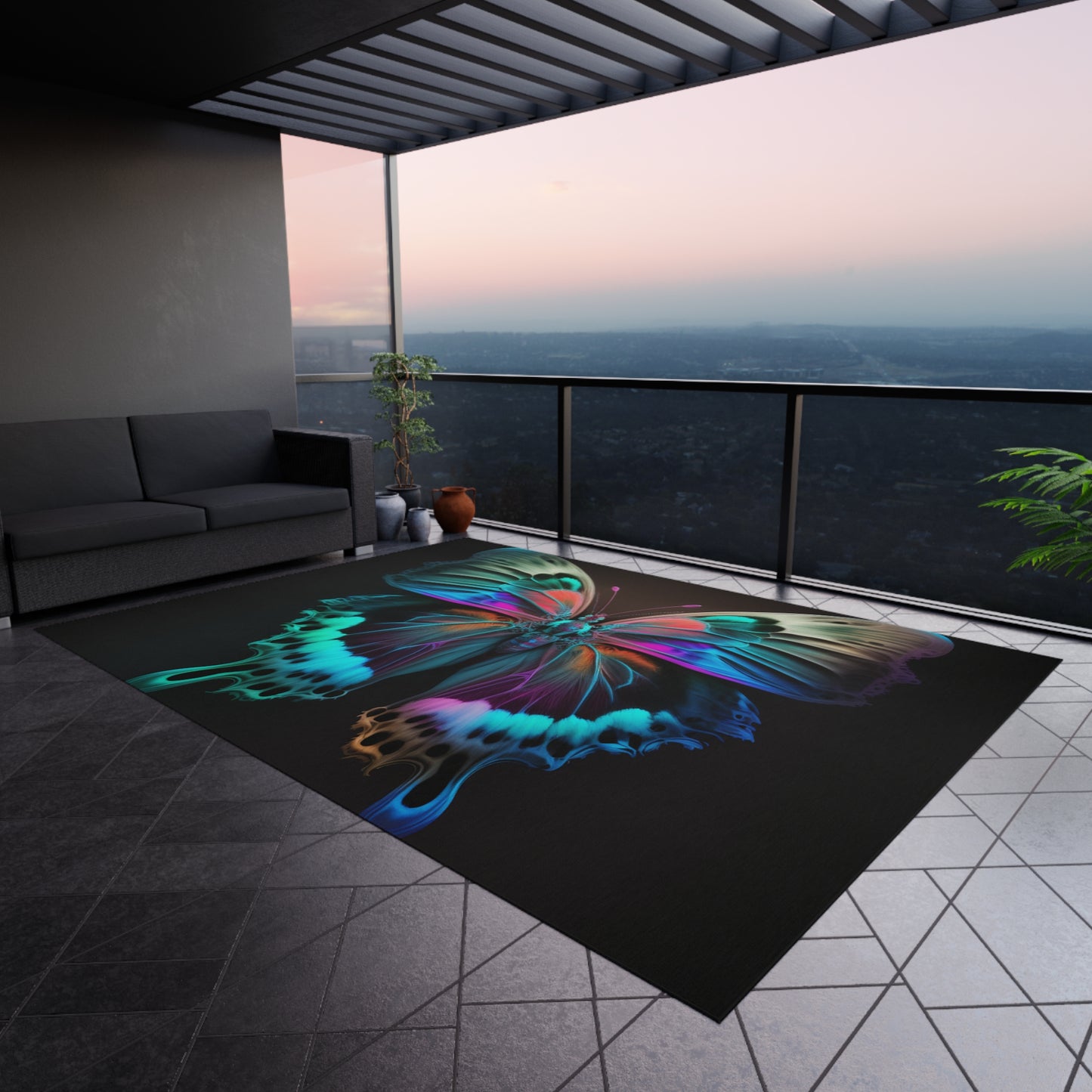 Outdoor Rug  Raw Hyper Color Butterfly 2