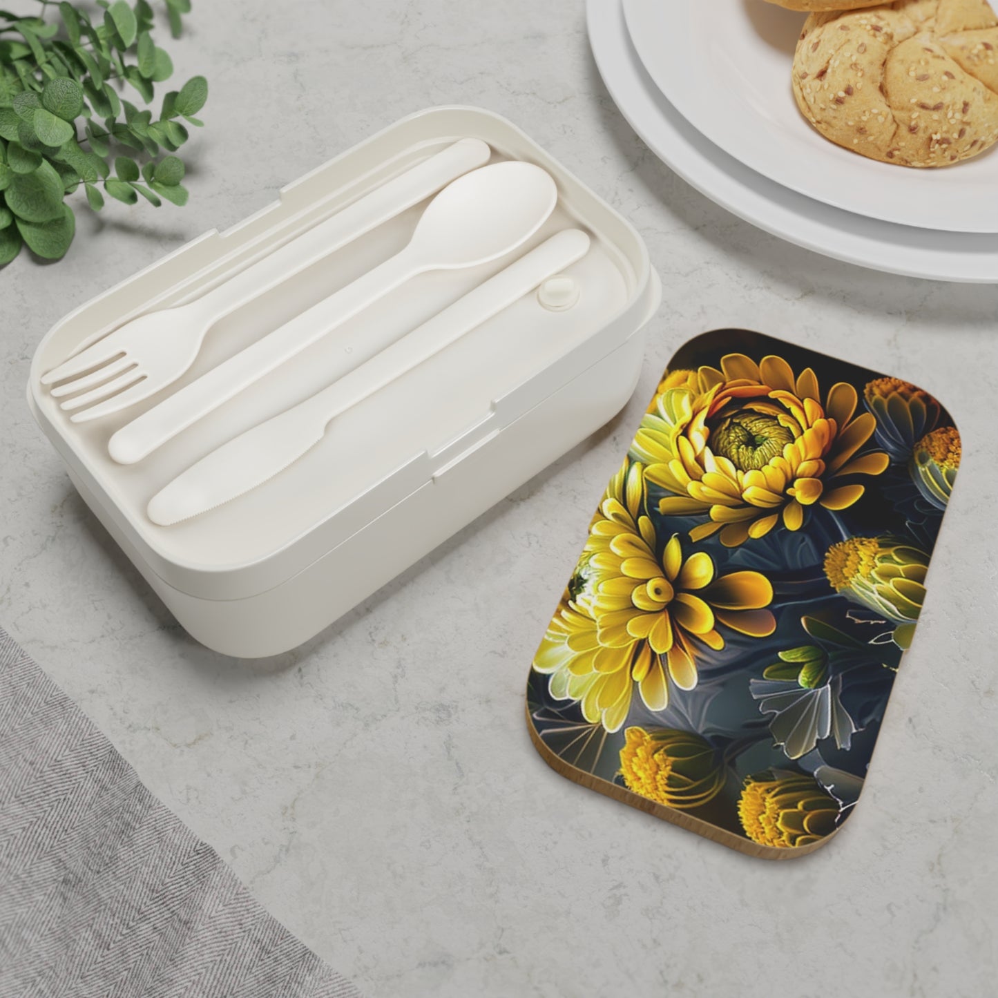 Bento Lunch Box Yellow Hermosas Flores Amarillas 4