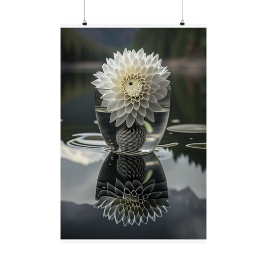 Premium Matte Vertical Posters White Dahlia 3