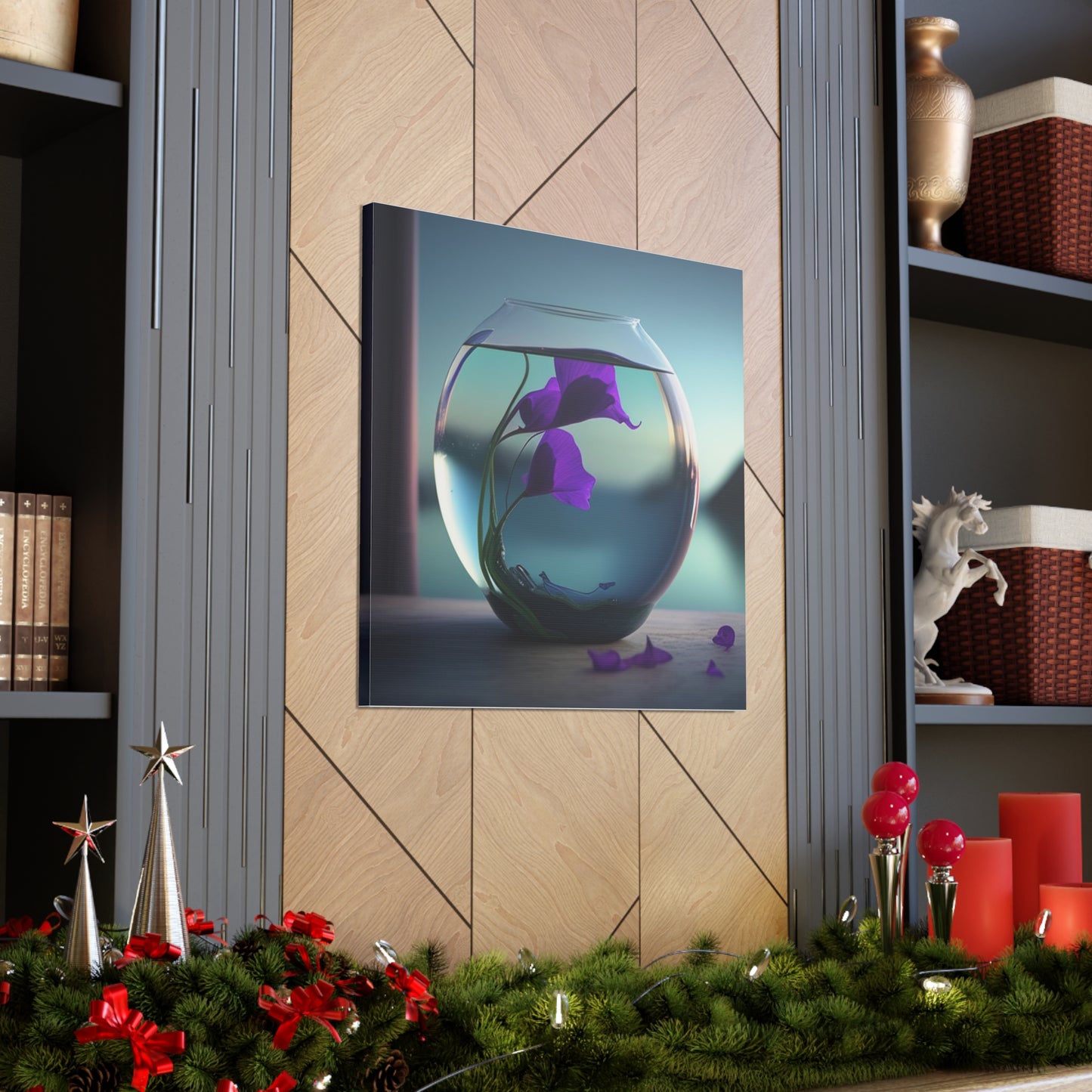 Canvas Gallery Wraps Purple Sweet pea in a vase 2