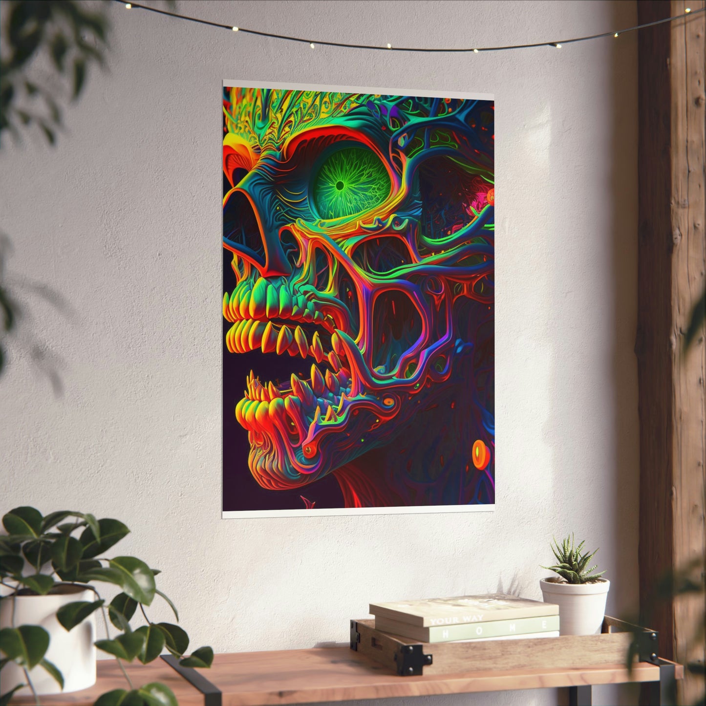 Premium Matte Vertical Posters Florescent Skull Death 1