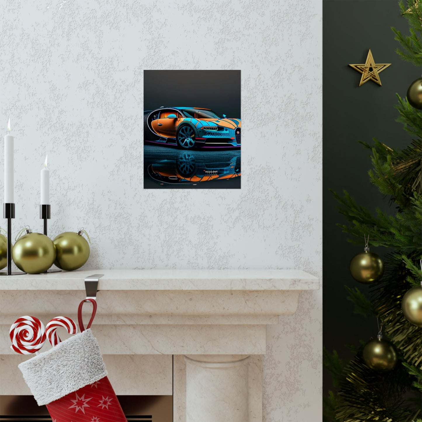 Premium Matte Vertical Posters Bugatti Blue 1