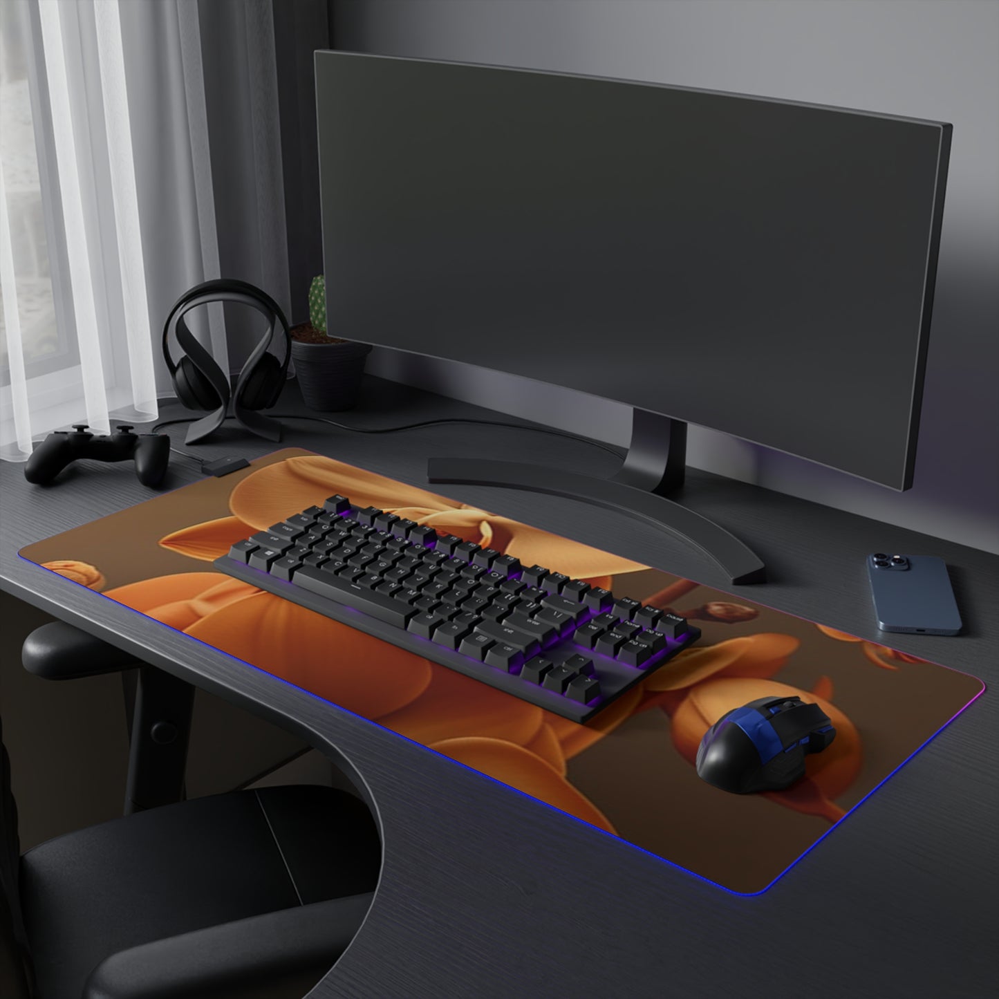 LED Gaming Mouse Pad orchid pedals 4