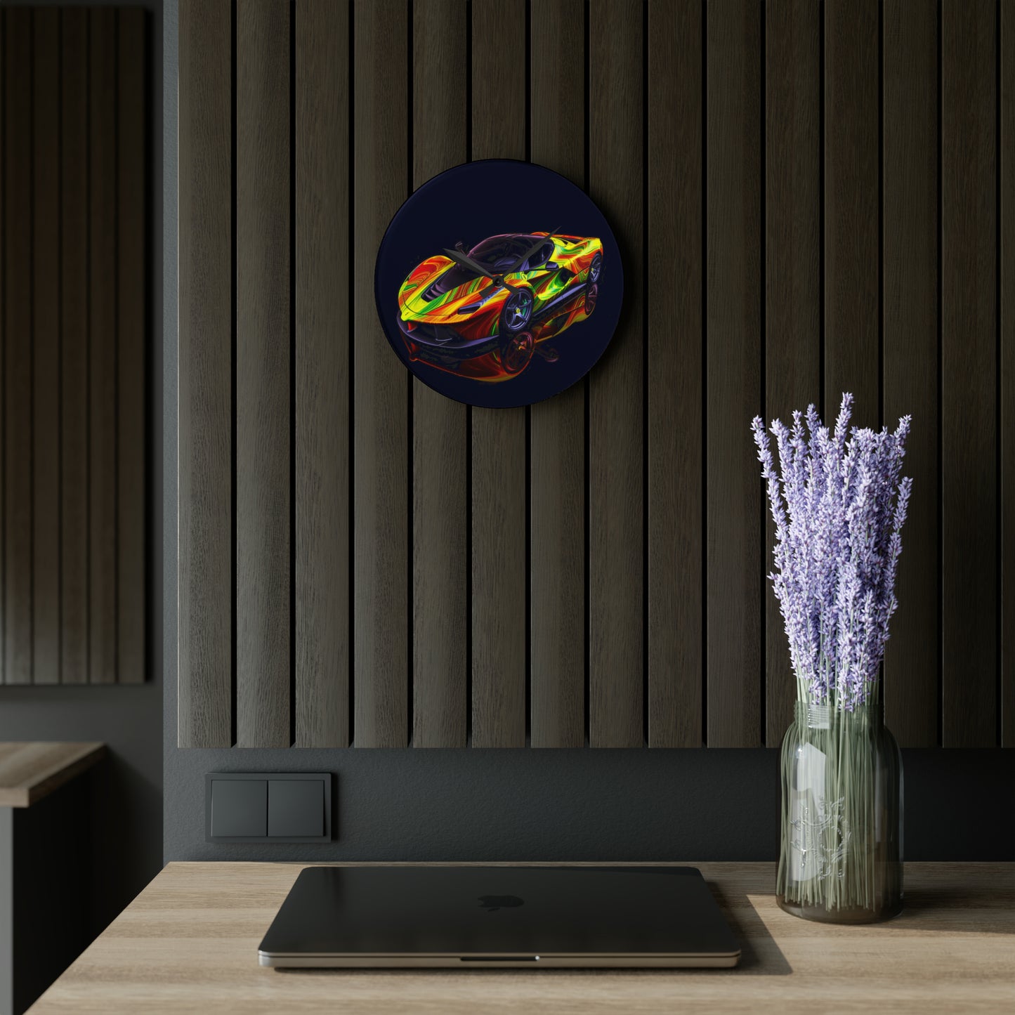 Acrylic Wall Clock Ferrari Neon 4