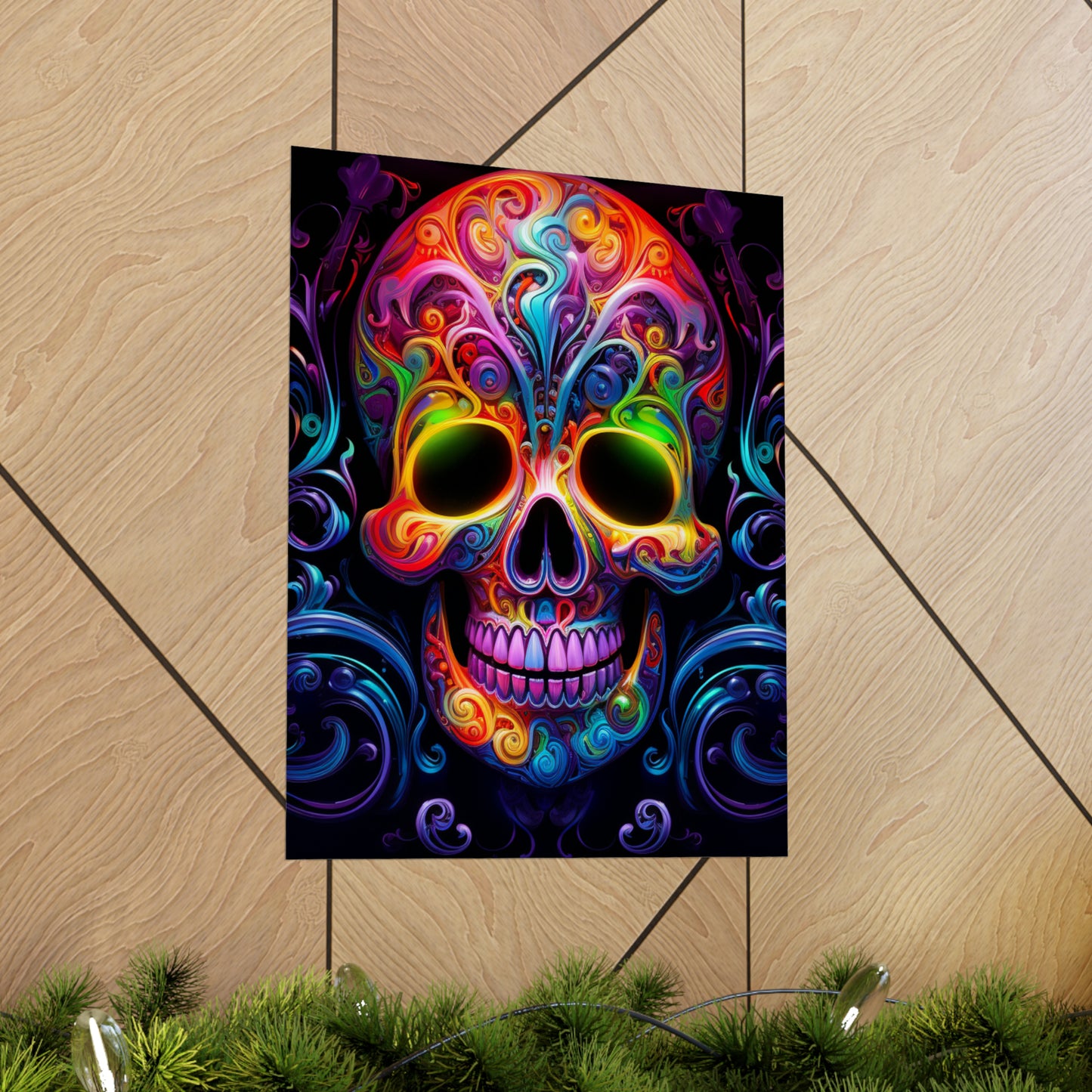 Premium Matte Vertical Posters Macro Skull Color 2