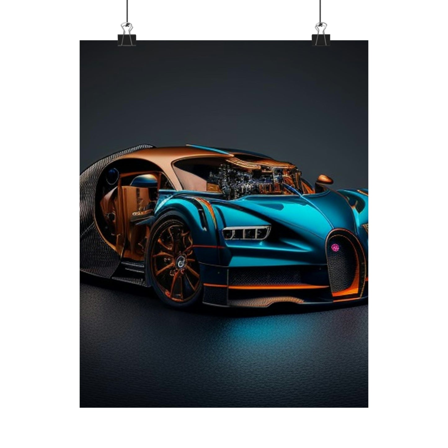 Premium Matte Vertical Posters Bugatti Blue 4