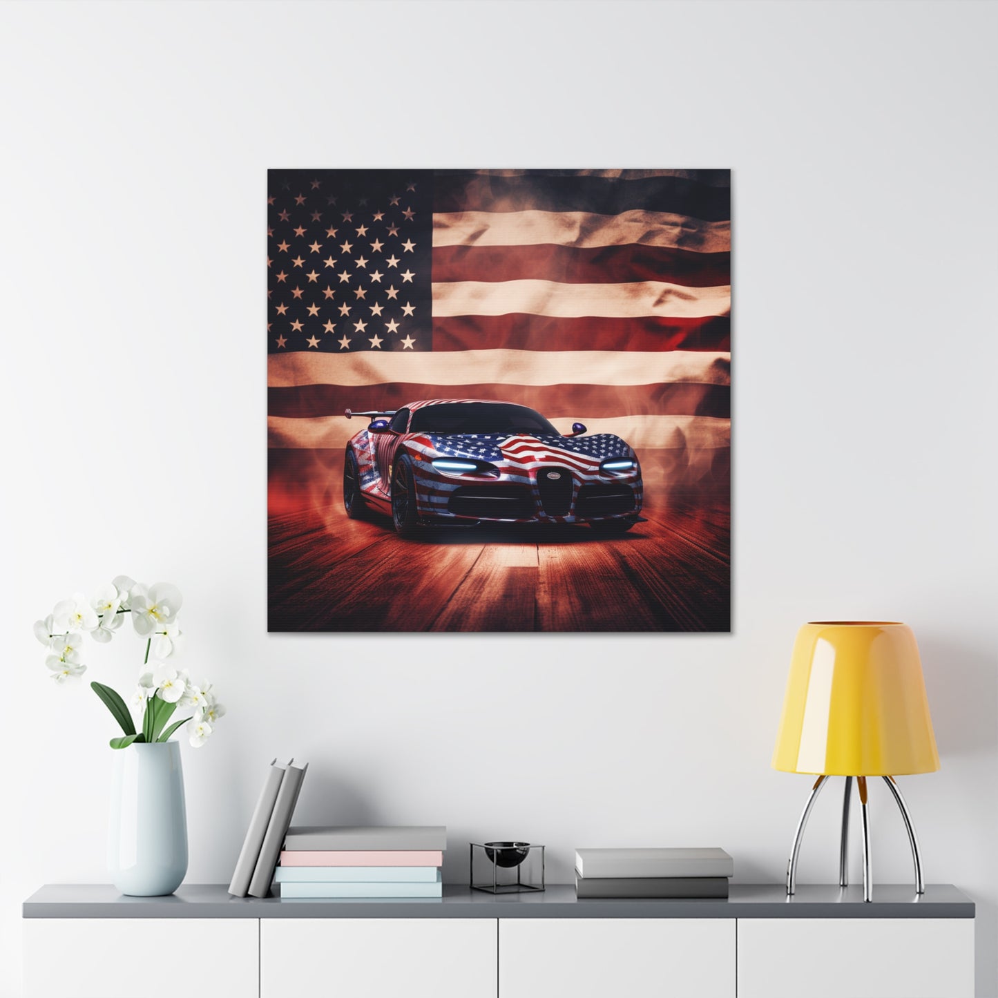 Canvas Gallery Wraps Abstract American Flag Background Bugatti 2